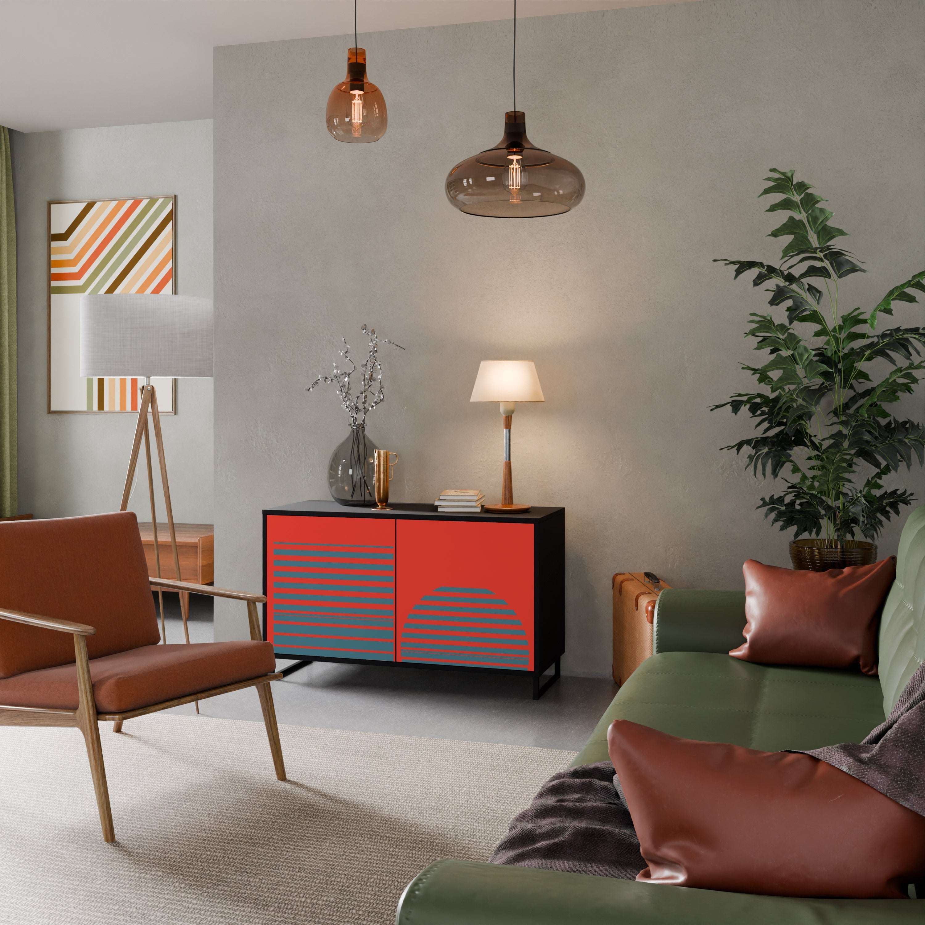 Buffet 2 portes RISING GEOMETRY STARS en finition noire