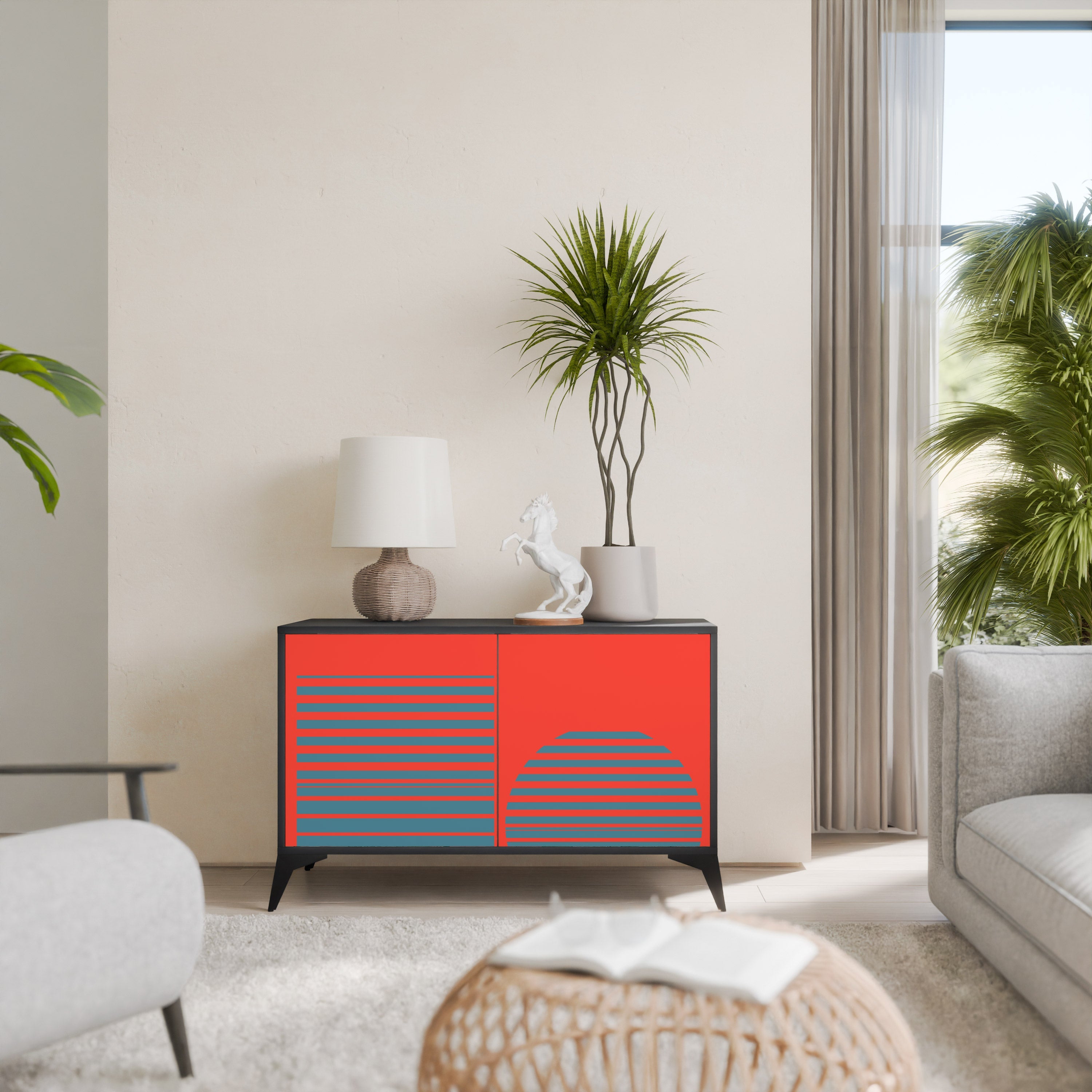 Buffet 2 portes RISING GEOMETRY STARS en finition noire