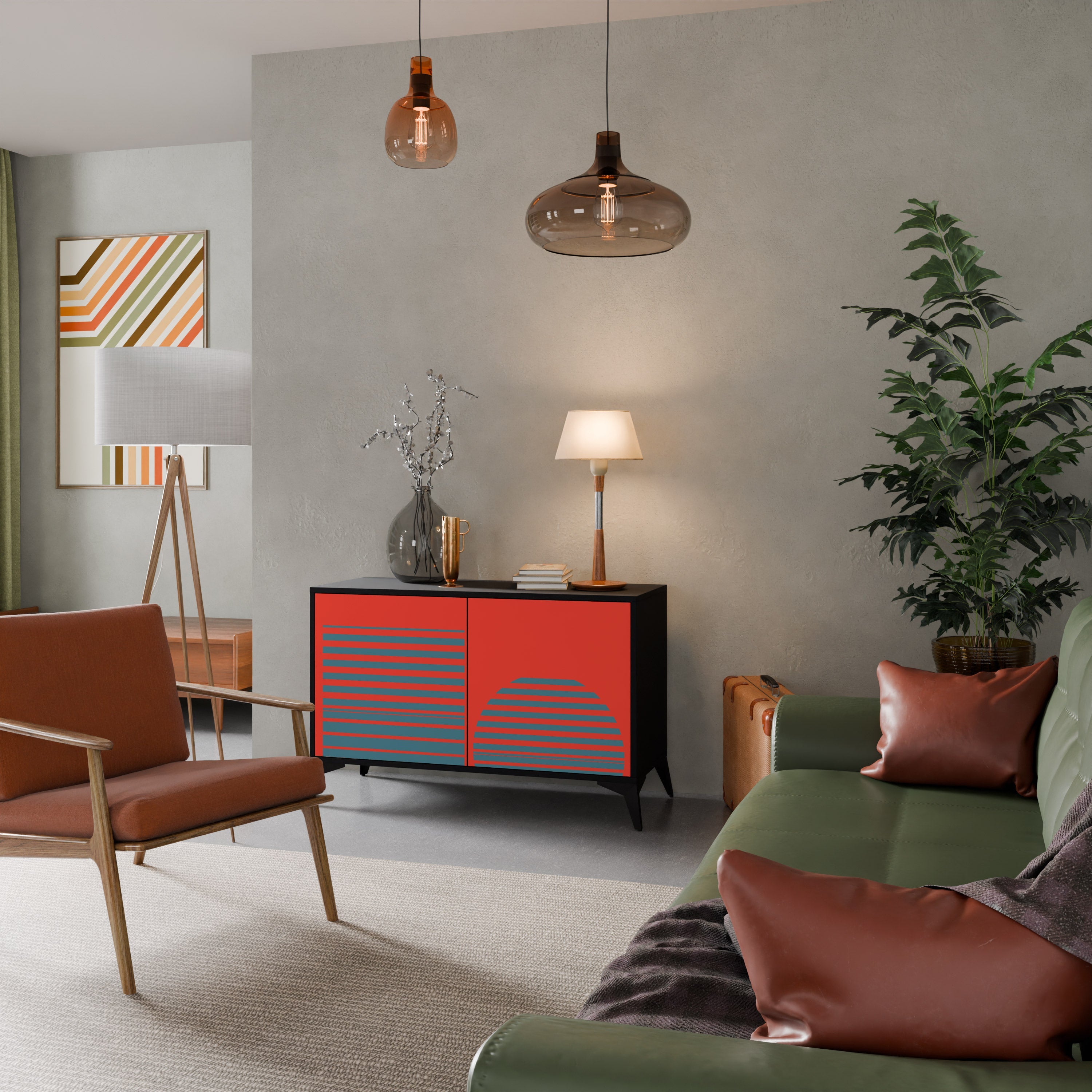 Buffet 2 portes RISING GEOMETRY STARS en finition noire