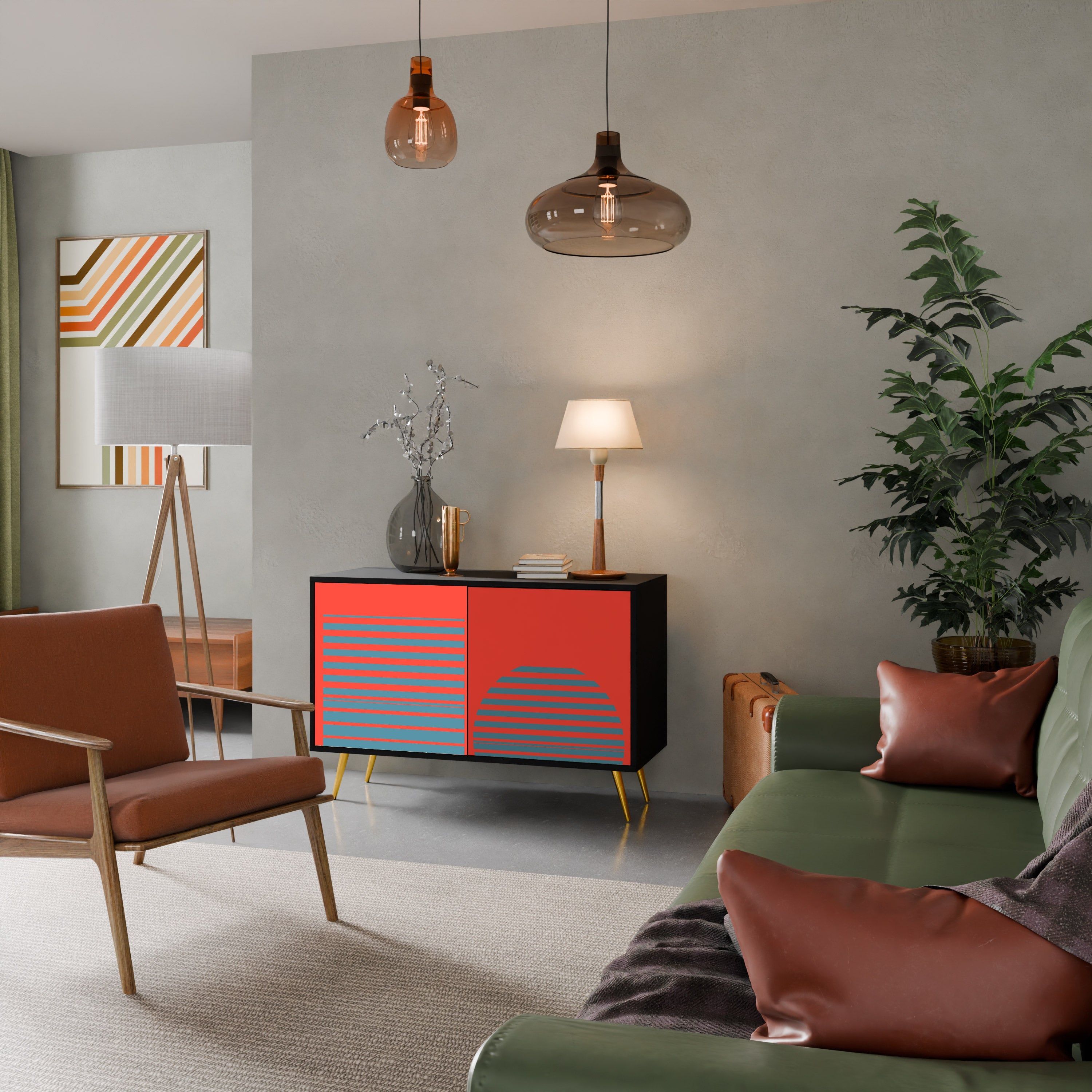 Buffet 2 portes RISING GEOMETRY STARS en finition noire