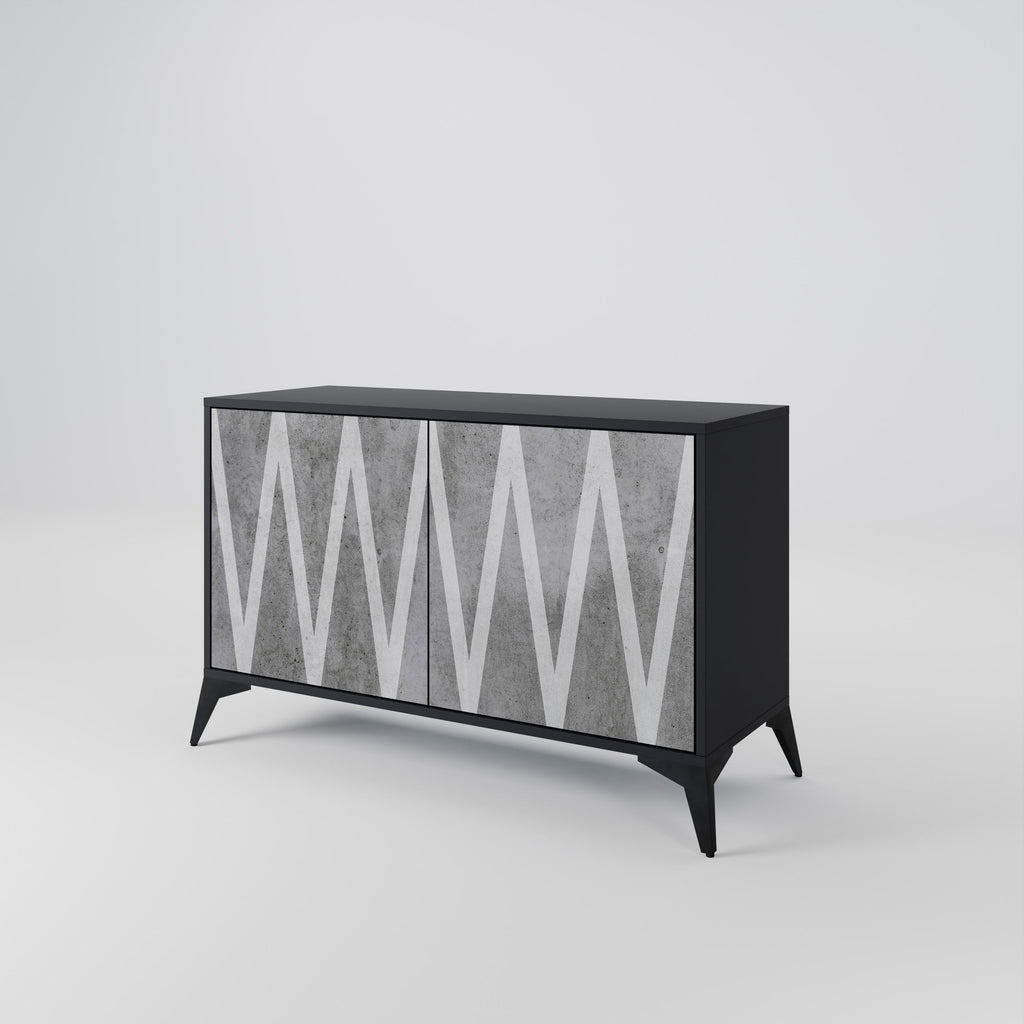 Buffet 2 portes SOLID ZIG ZAG finition noire
