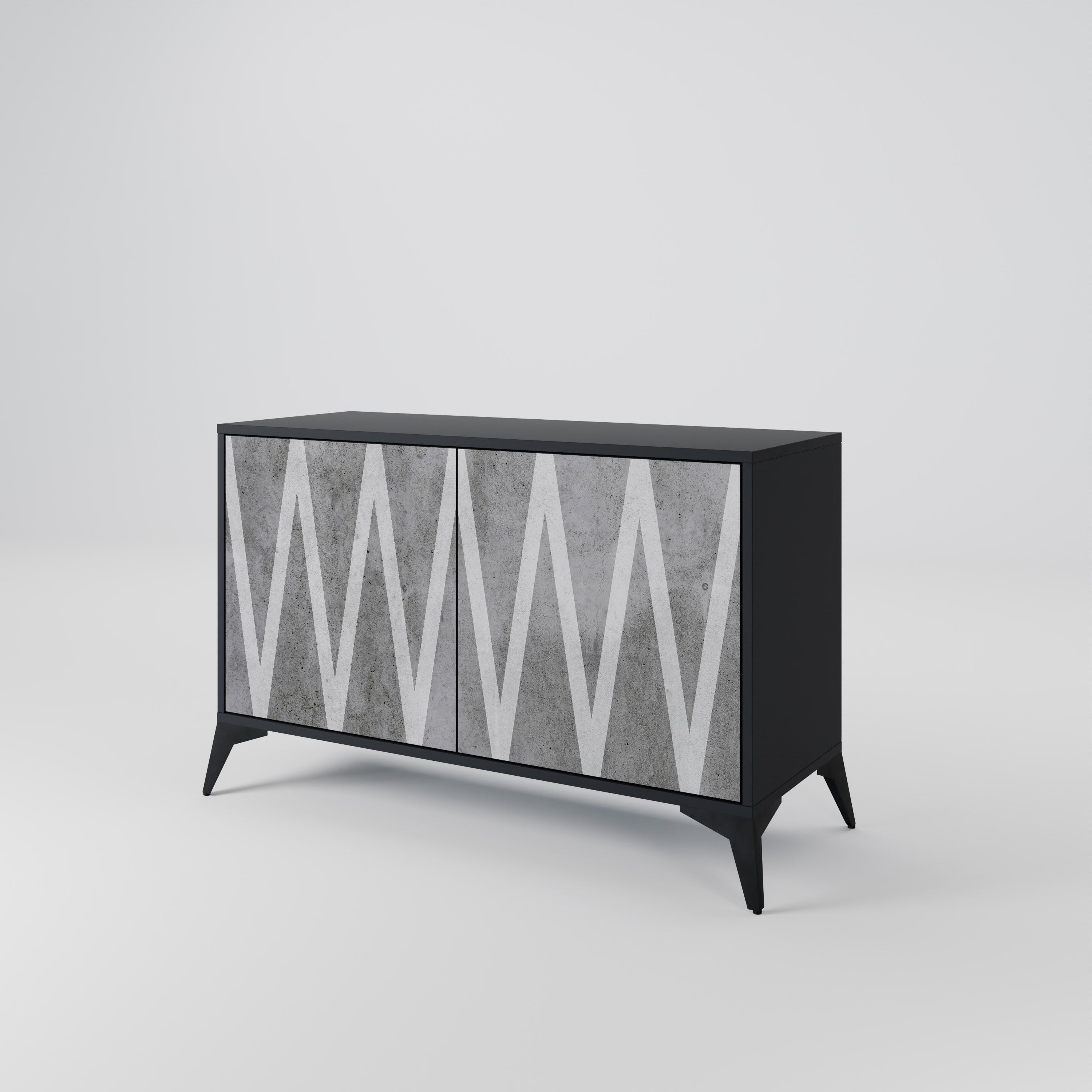 Buffet 2 portes SOLID ZIG ZAG finition noire