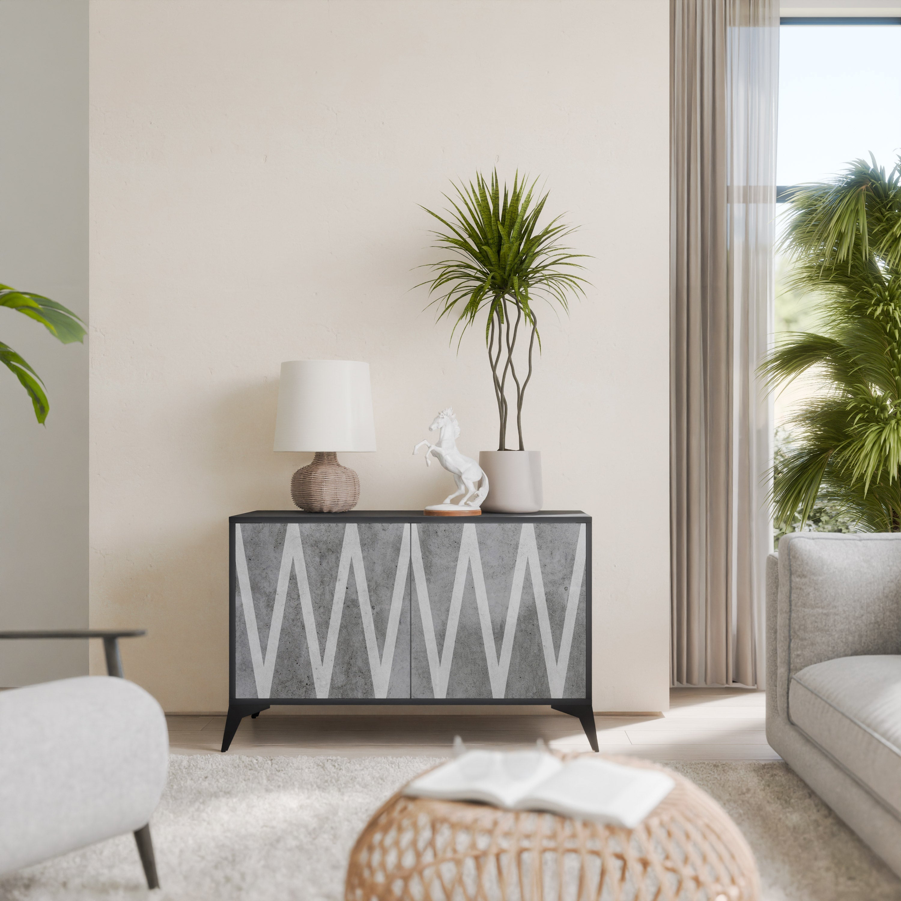 Buffet 2 portes SOLID ZIG ZAG finition noire