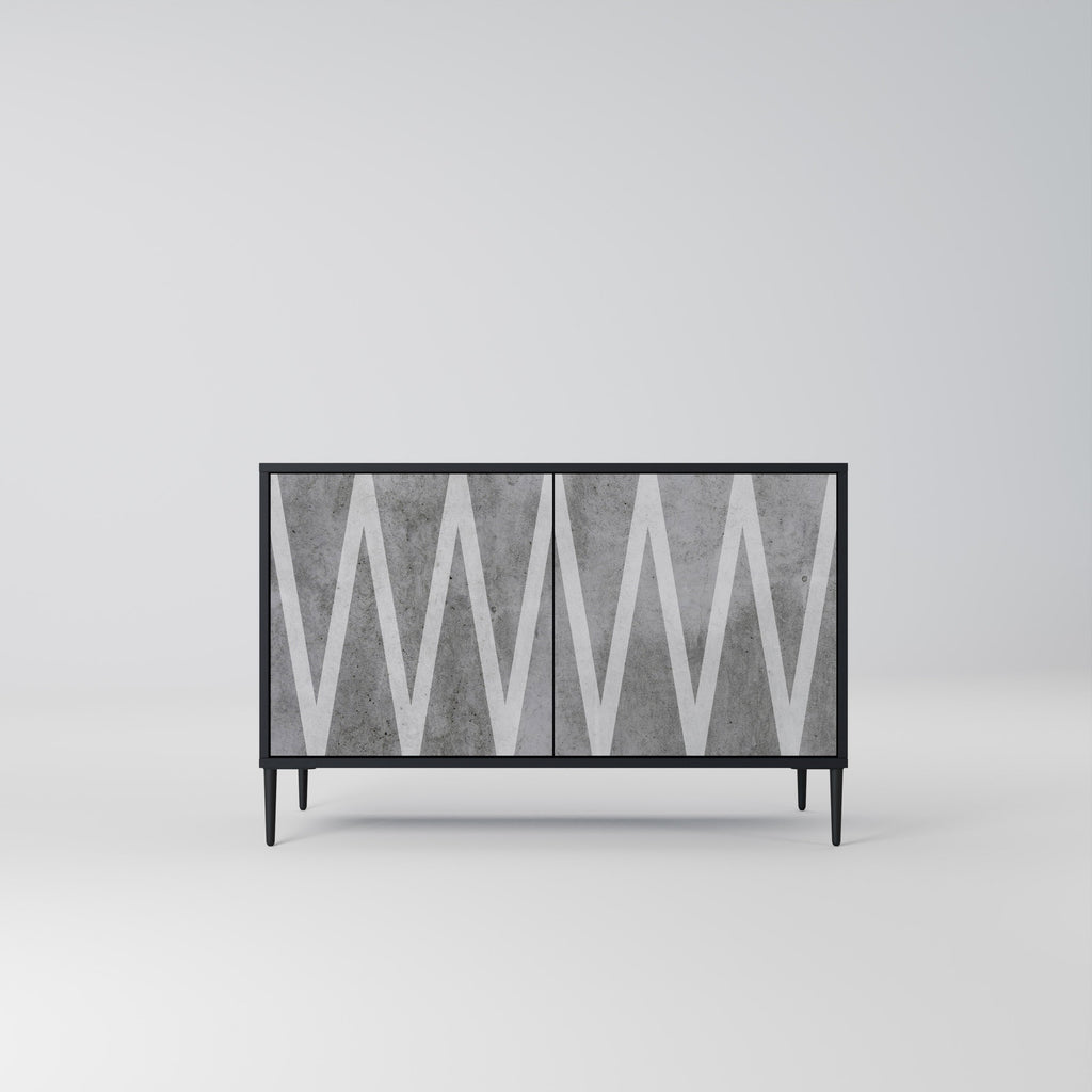 Buffet 2 portes SOLID ZIG ZAG finition noire