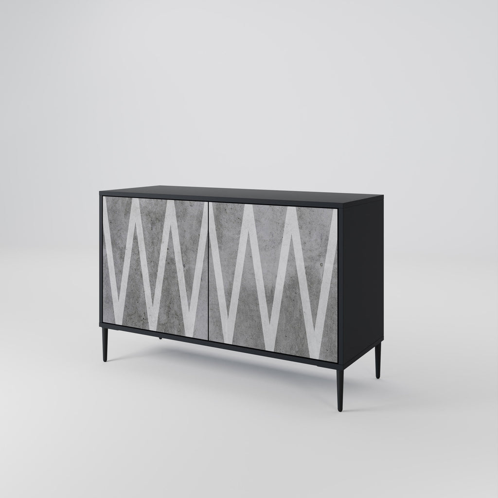 Buffet 2 portes SOLID ZIG ZAG finition noire