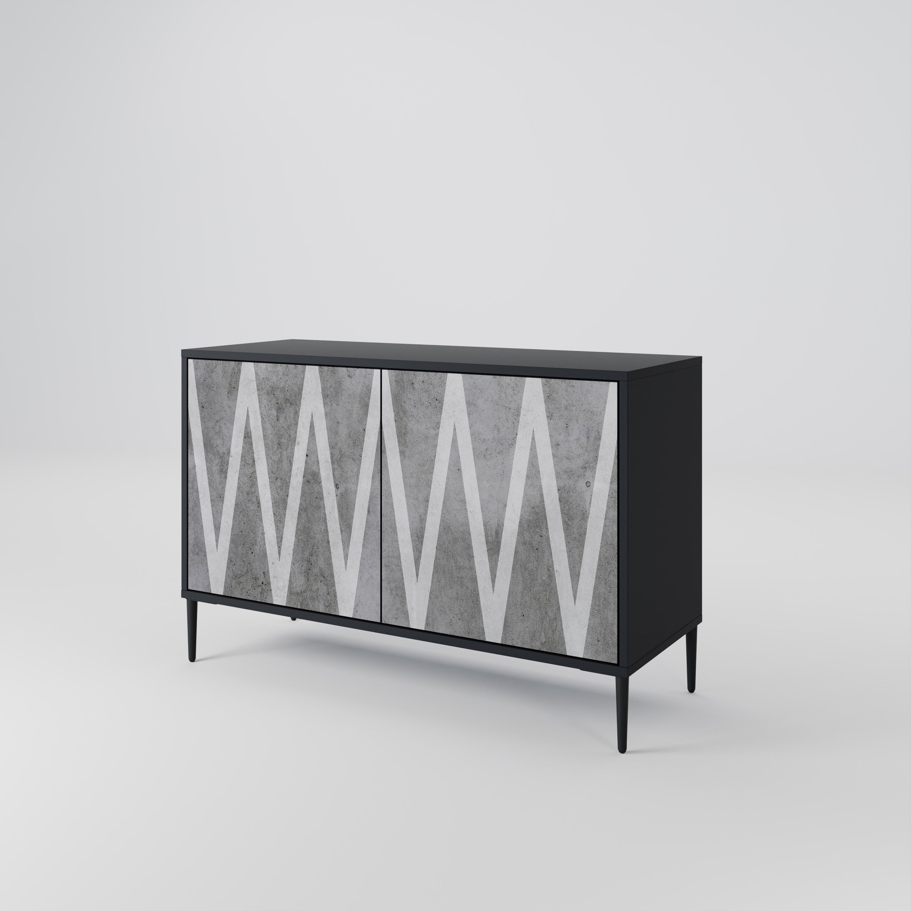 Buffet 2 portes SOLID ZIG ZAG finition noire