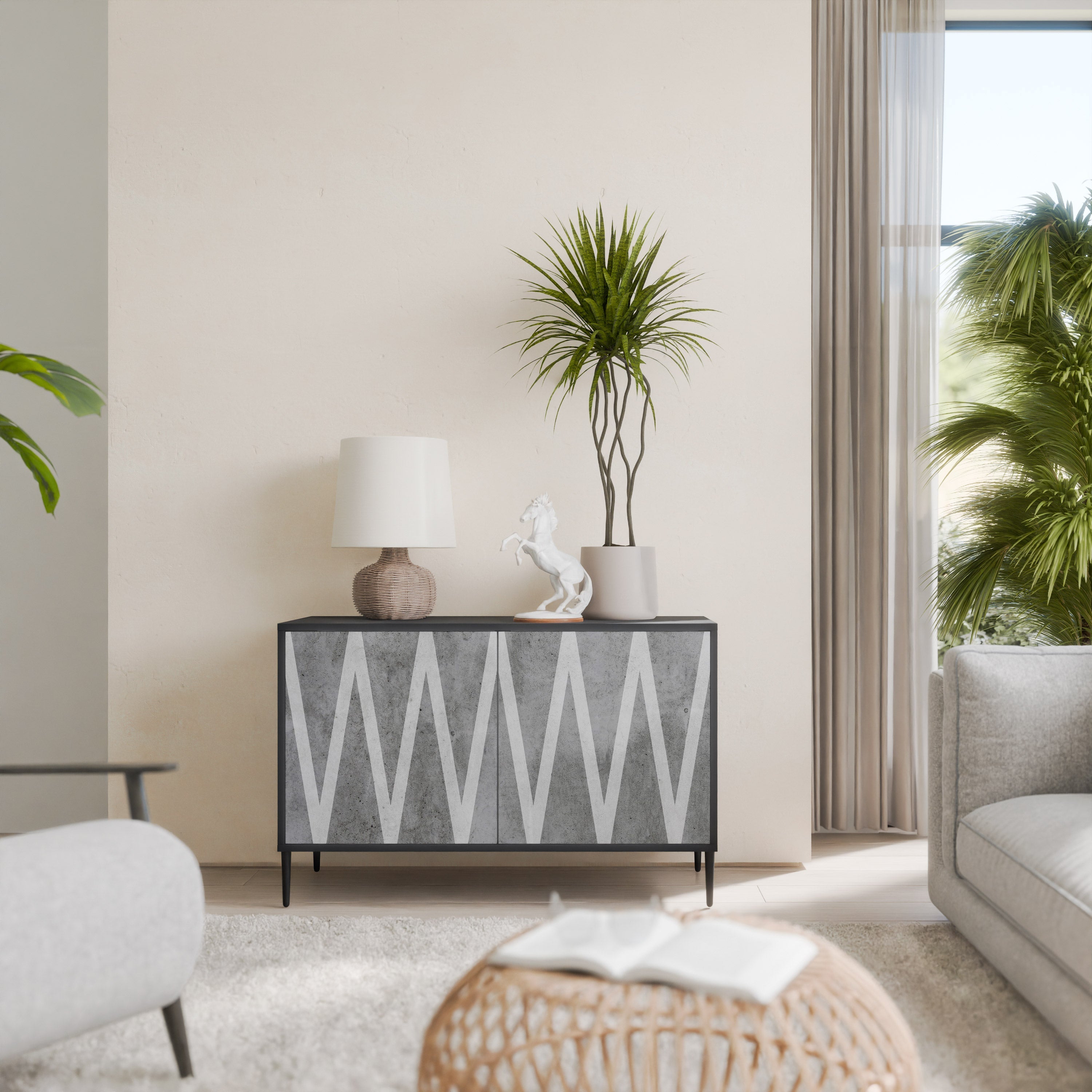 Buffet 2 portes SOLID ZIG ZAG finition noire