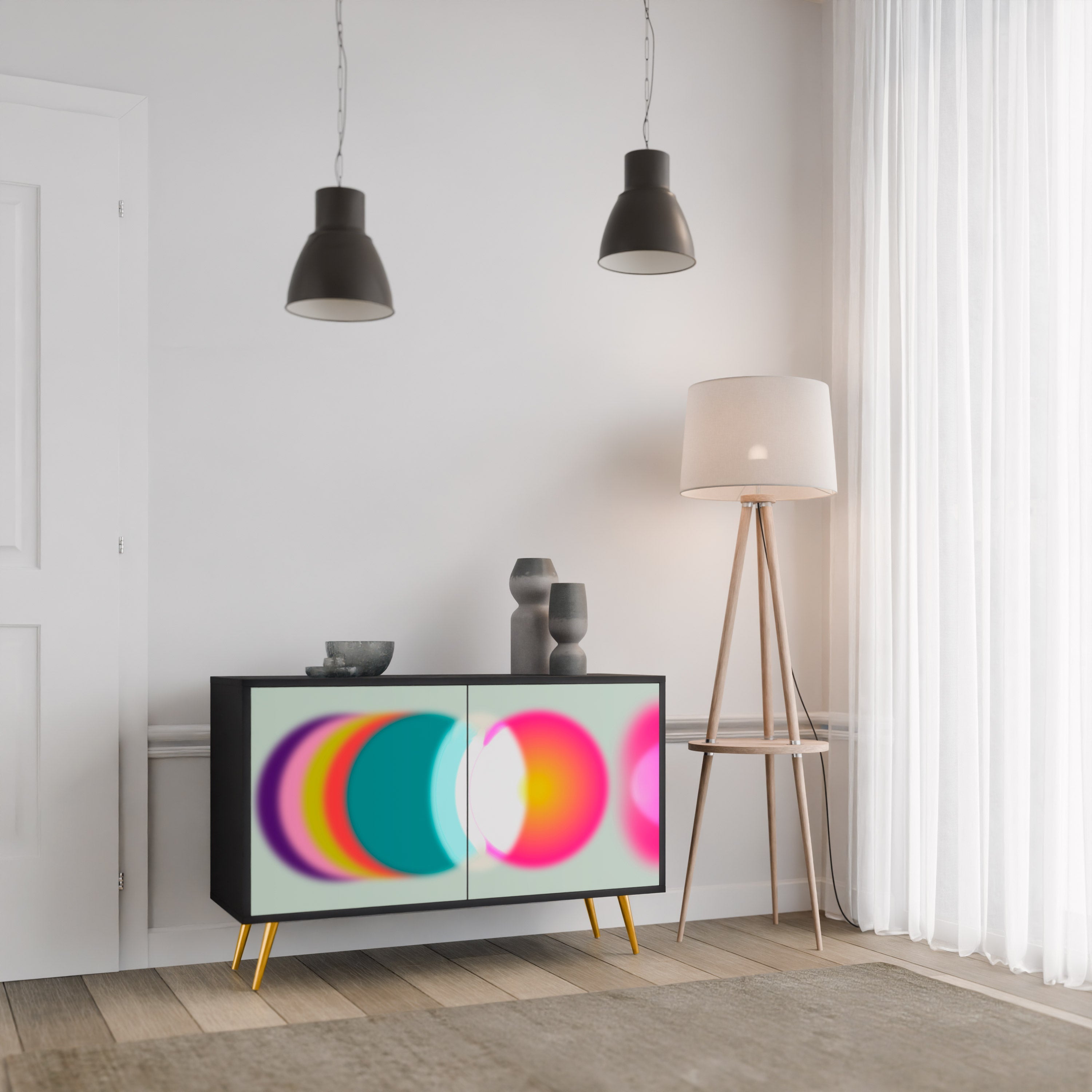 Buffet 2 portes SYMPHONY OF COLORS en finition noire