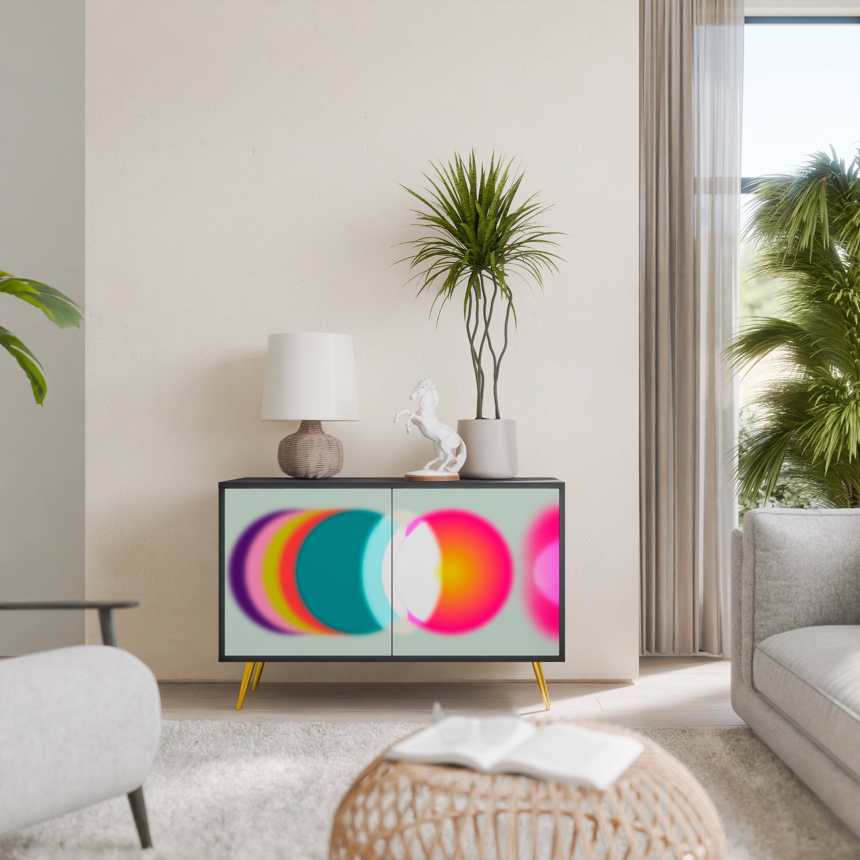 Buffet 2 portes SYMPHONY OF COLORS en finition noire