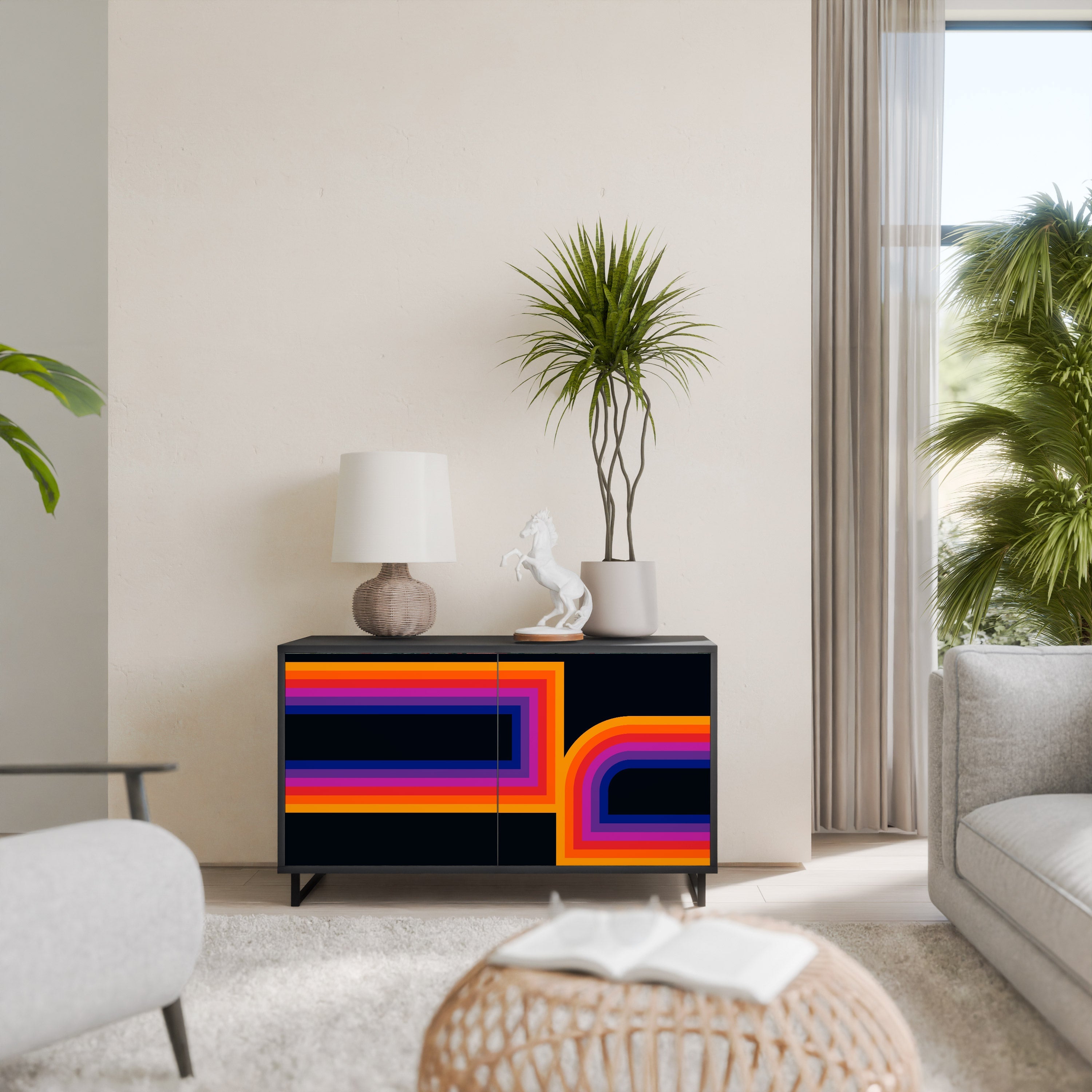 Buffet 2 portes BLINDED BY THE LIGHTS en finition noire