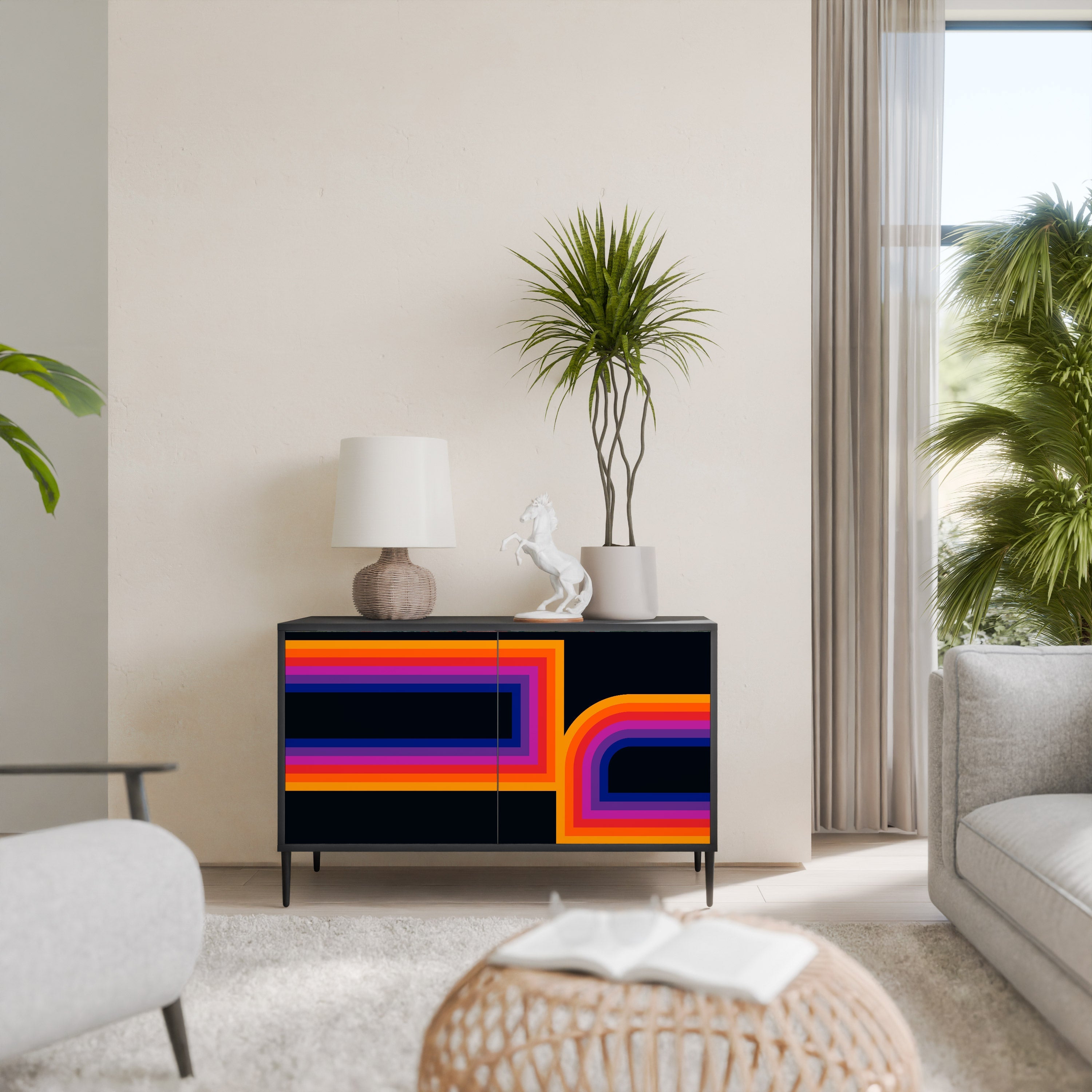 Buffet 2 portes BLINDED BY THE LIGHTS en finition noire