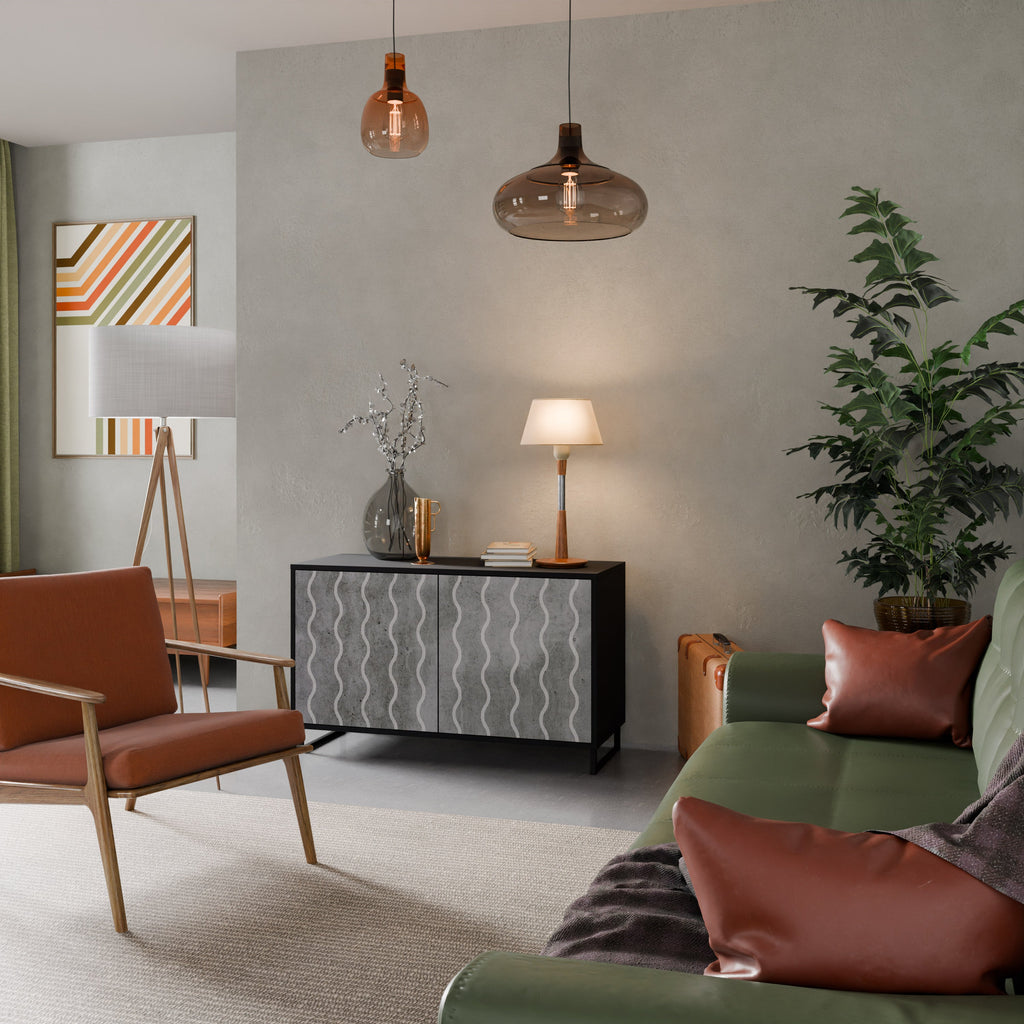 Buffet 2 portes WAVES OF CONCRETE en finition noire