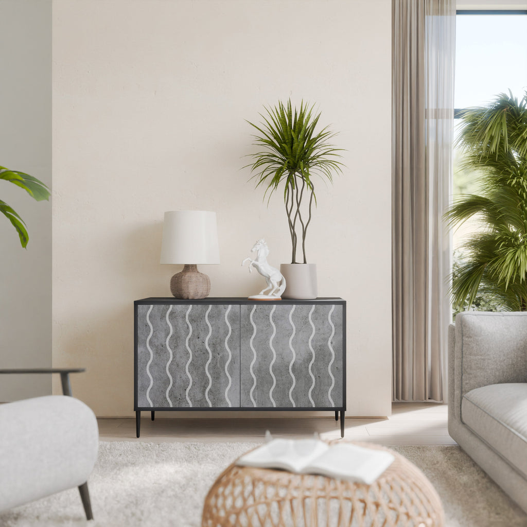 Buffet 2 portes WAVES OF CONCRETE en finition noire