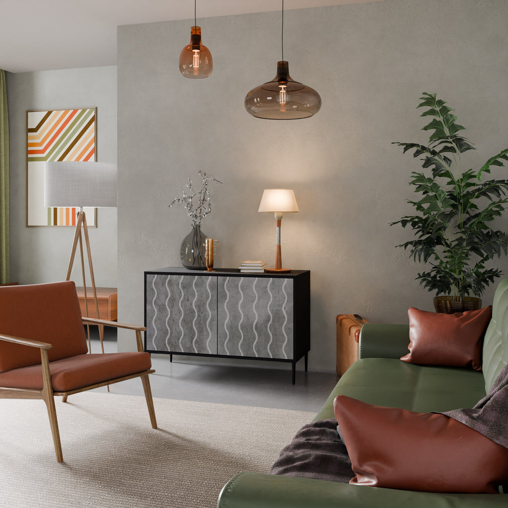 Buffet 2 portes WAVES OF CONCRETE en finition noire