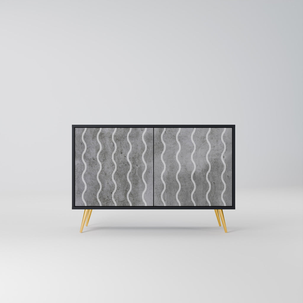 Buffet 2 portes WAVES OF CONCRETE en finition noire