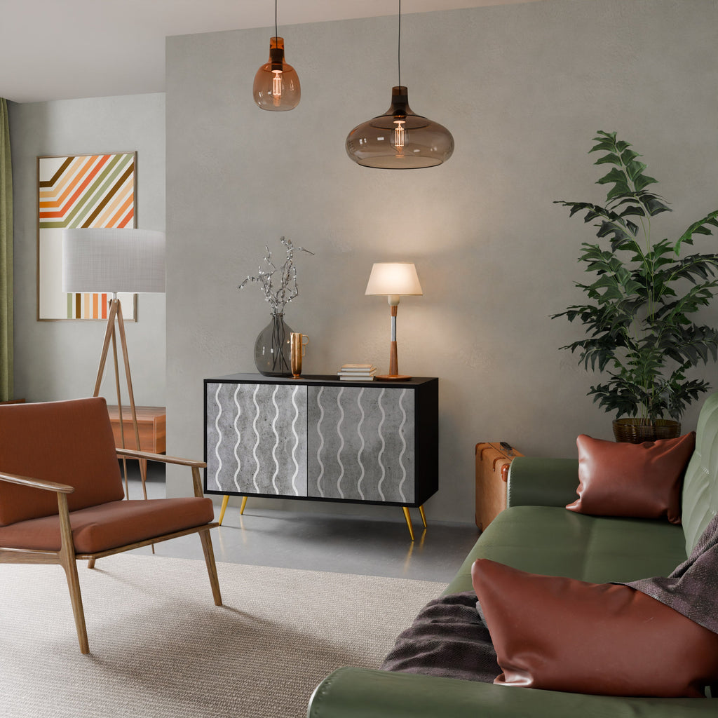 Buffet 2 portes WAVES OF CONCRETE en finition noire