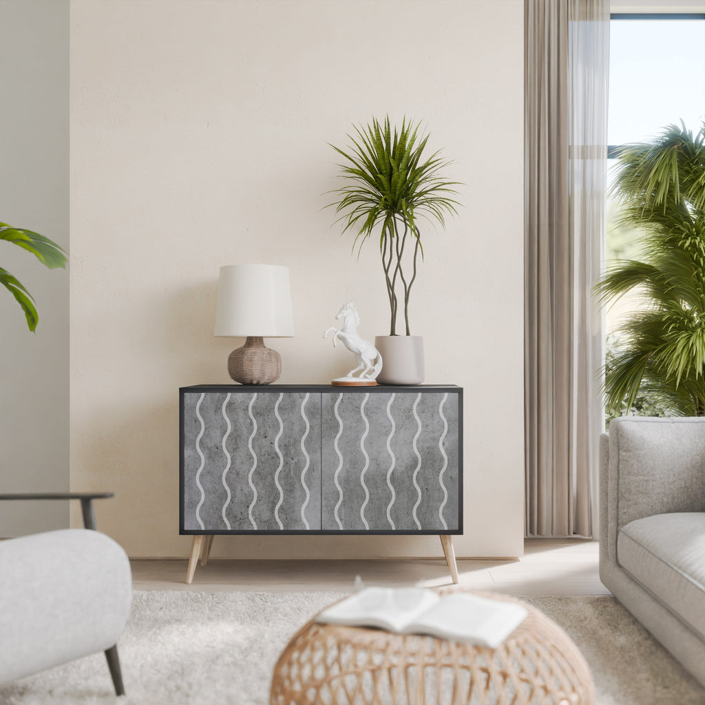 Buffet 2 portes WAVES OF CONCRETE en finition noire