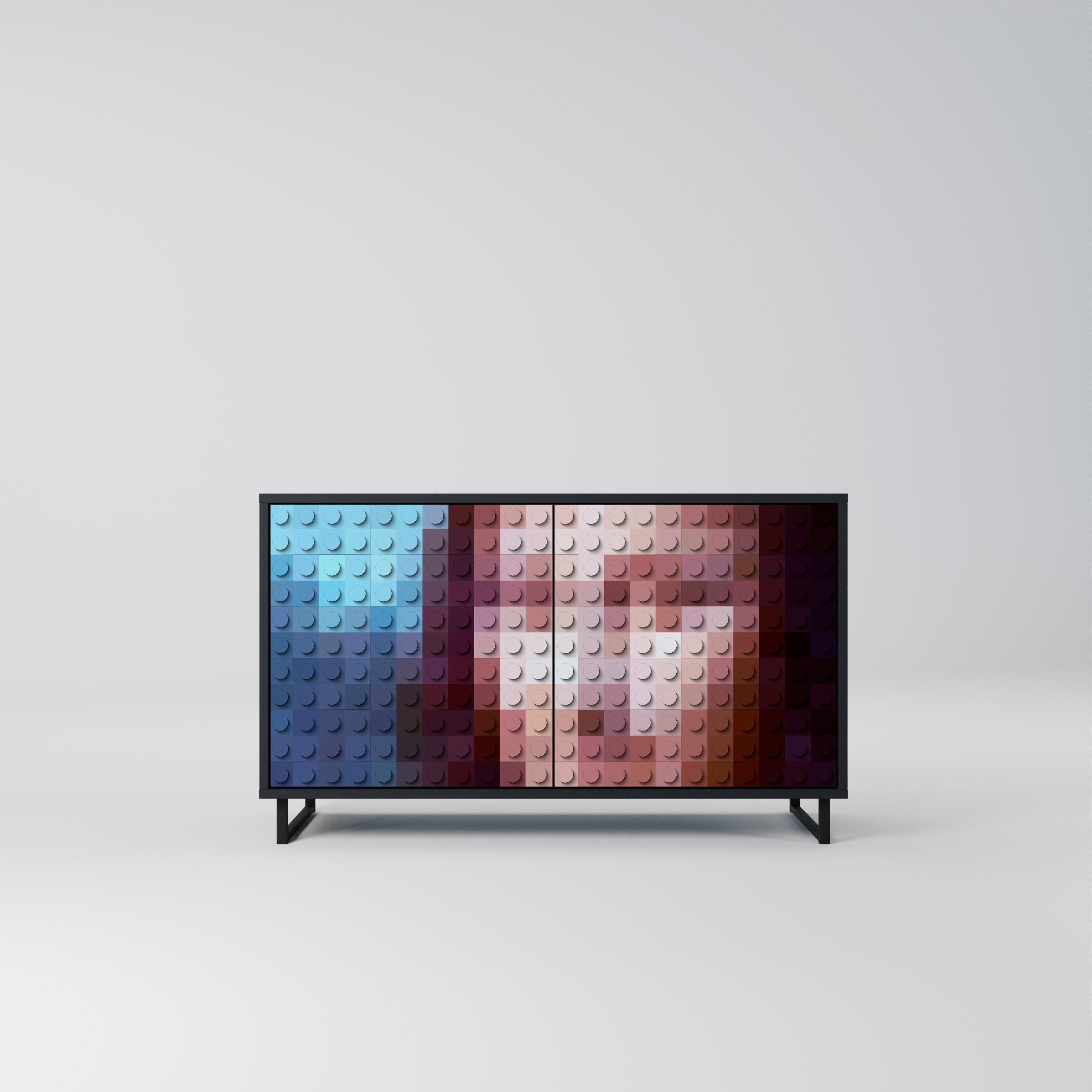 Buffet 2 portes CONSTRUCTIVE ART en finition noire