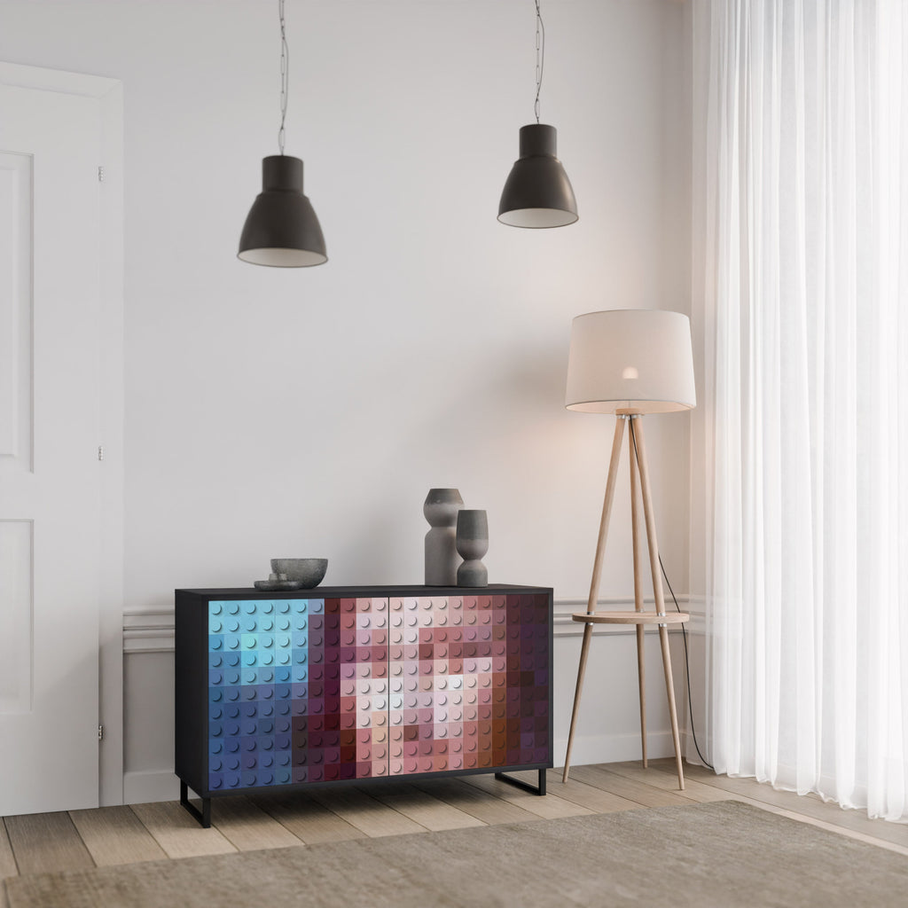 Buffet 2 portes CONSTRUCTIVE ART en finition noire