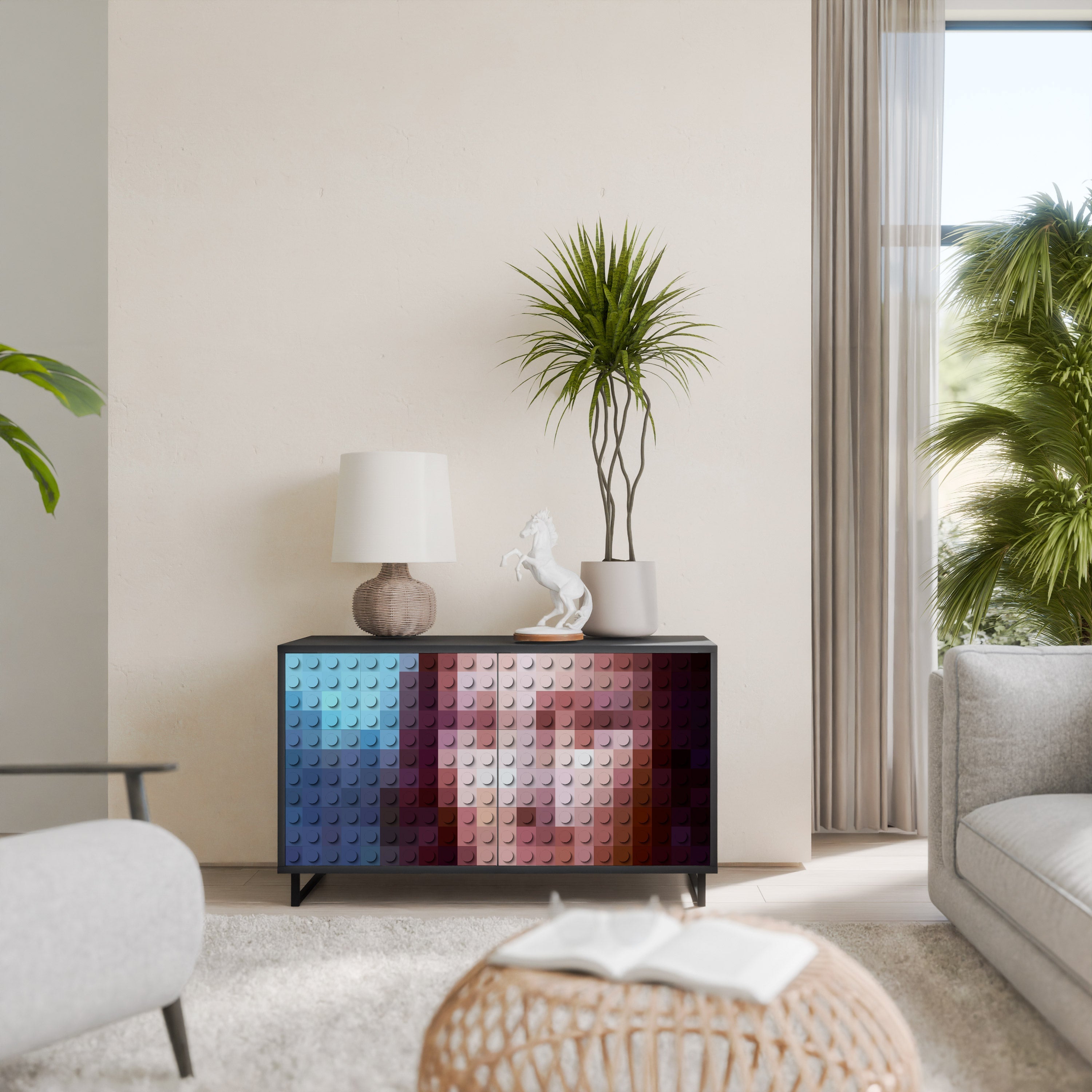 Buffet 2 portes CONSTRUCTIVE ART en finition noire