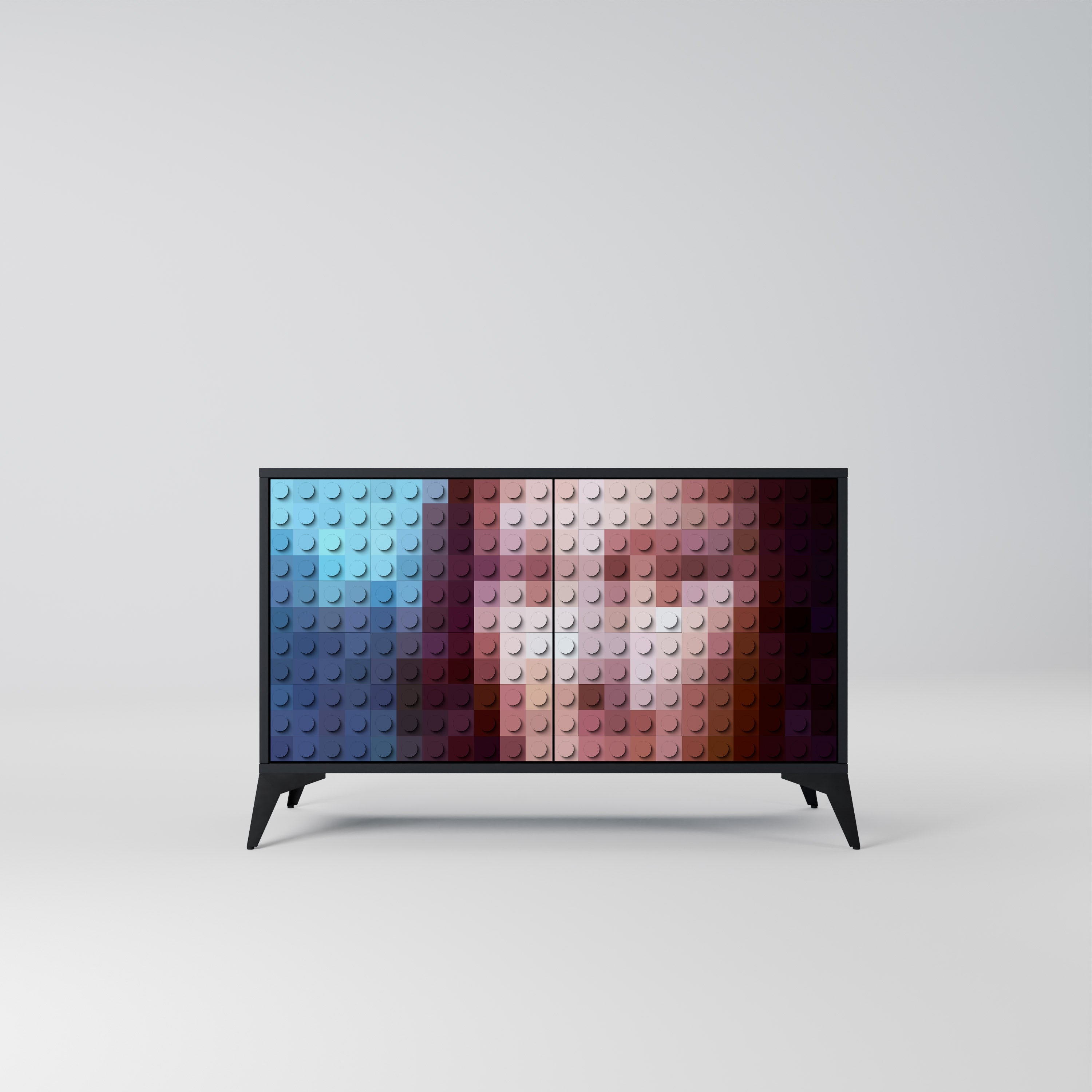 Buffet 2 portes CONSTRUCTIVE ART en finition noire