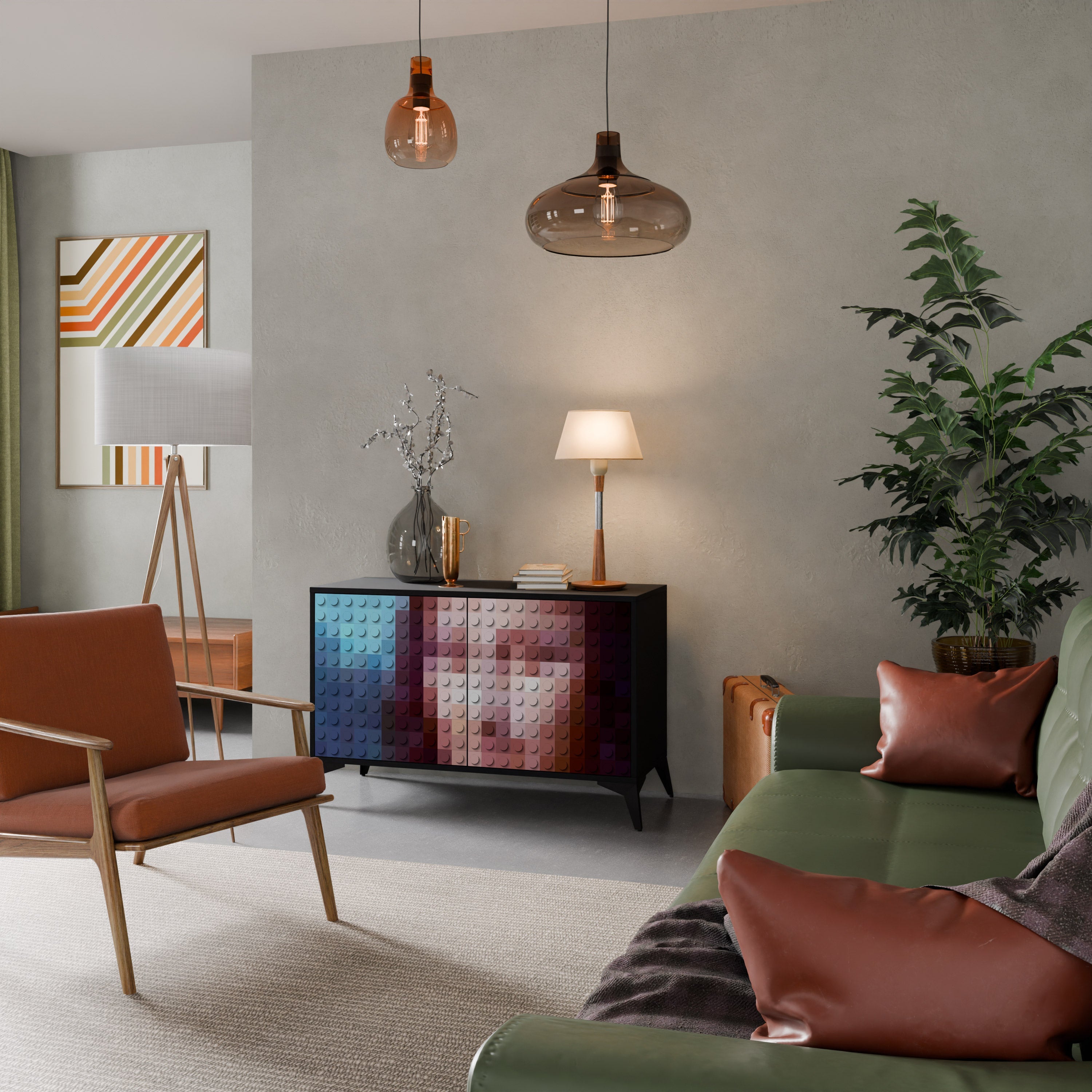 Buffet 2 portes CONSTRUCTIVE ART en finition noire