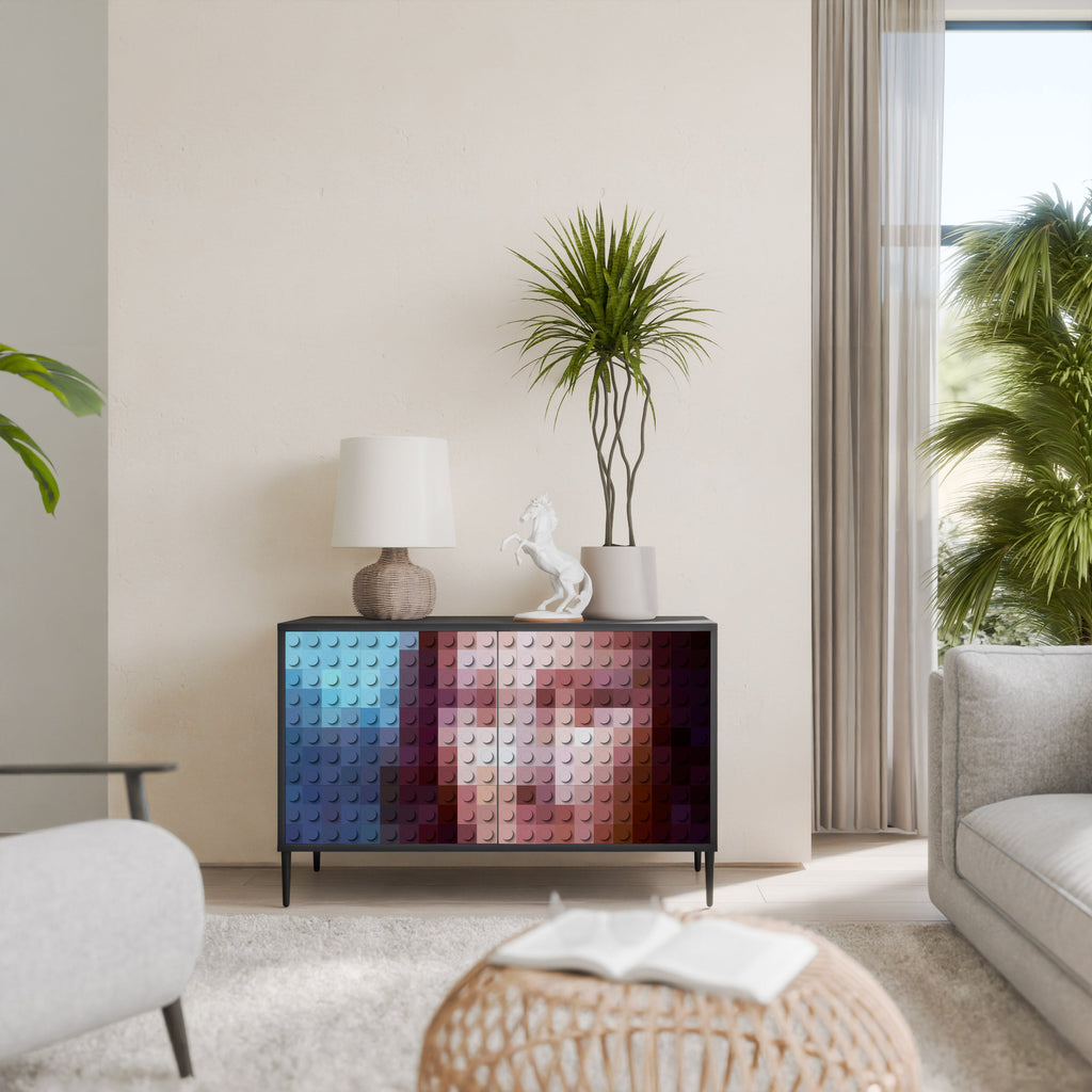 Buffet 2 portes CONSTRUCTIVE ART en finition noire