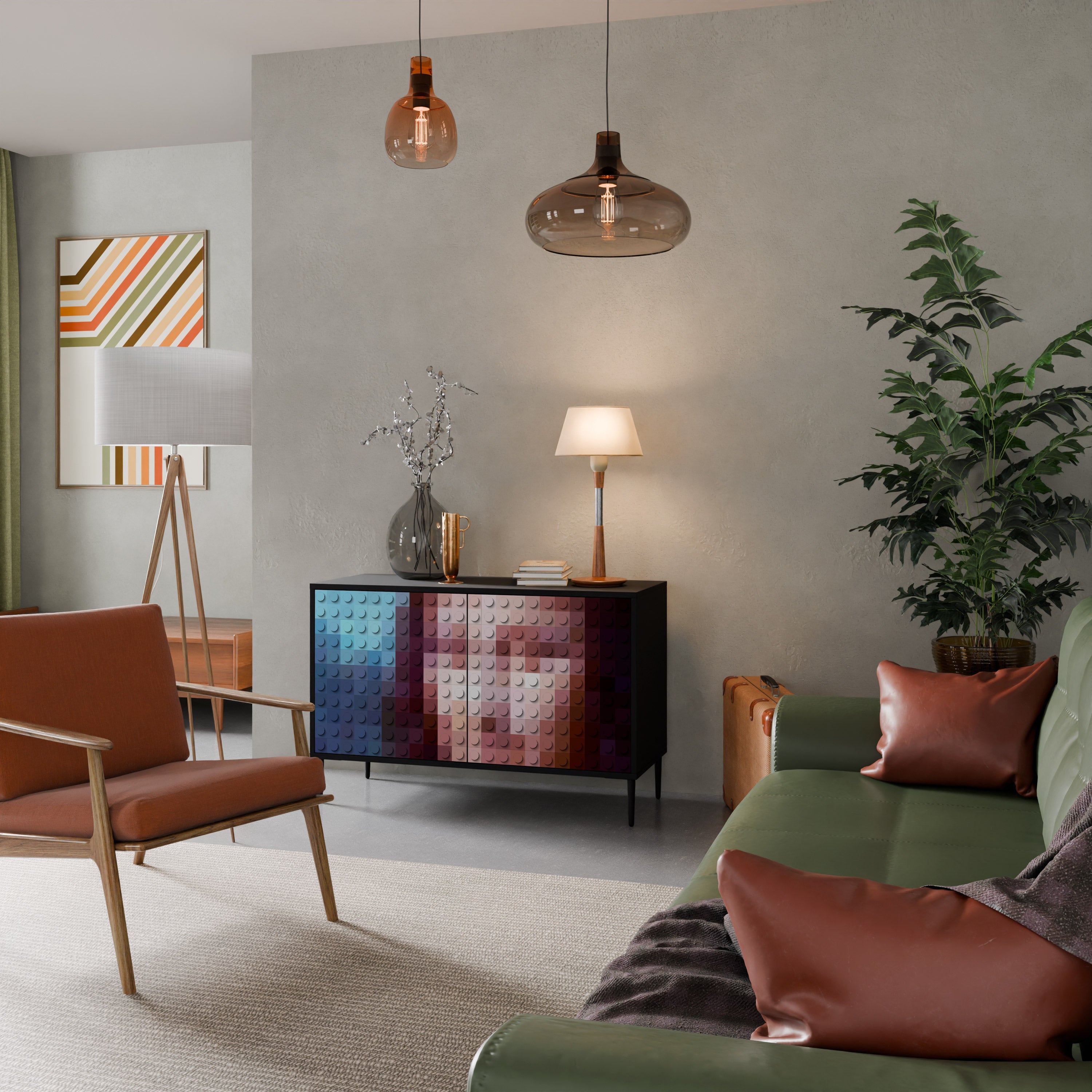 Buffet 2 portes CONSTRUCTIVE ART en finition noire