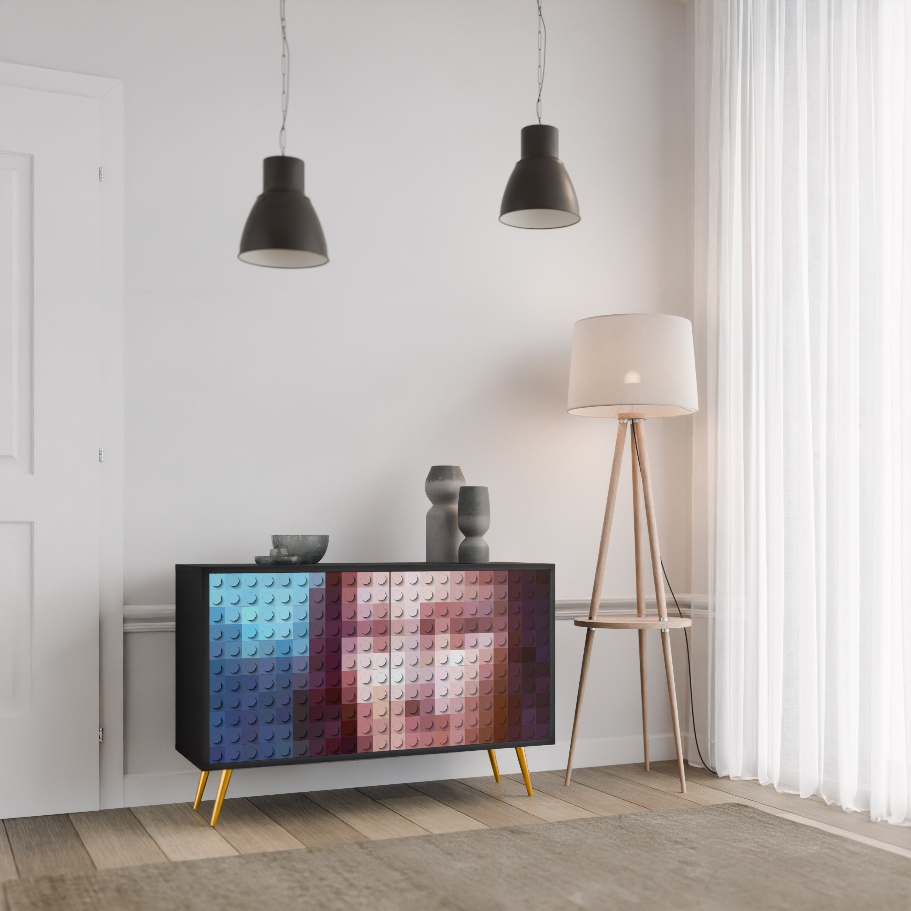 Buffet 2 portes CONSTRUCTIVE ART en finition noire