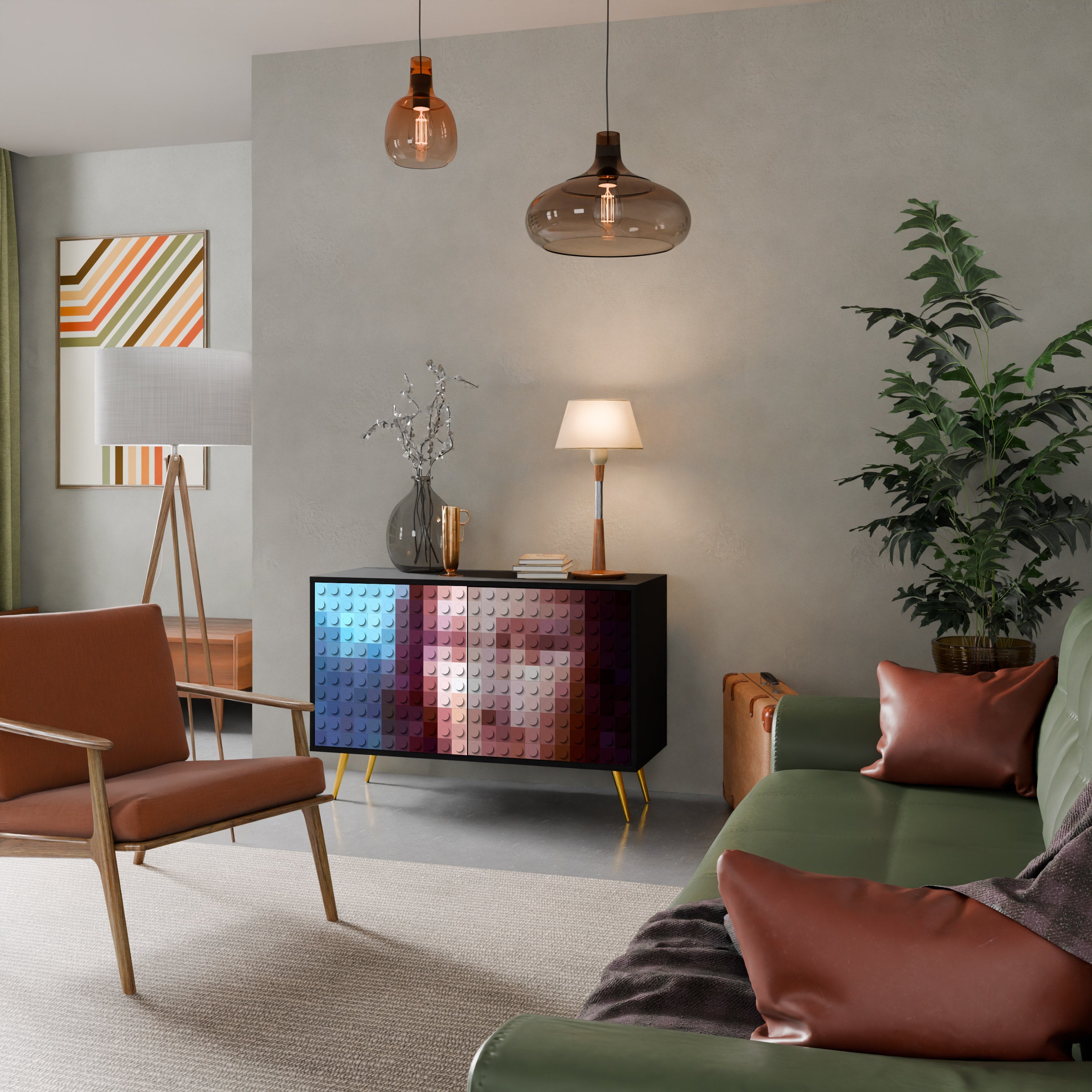 Buffet 2 portes CONSTRUCTIVE ART en finition noire