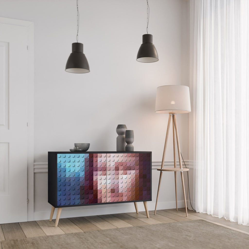 Buffet 2 portes CONSTRUCTIVE ART en finition noire