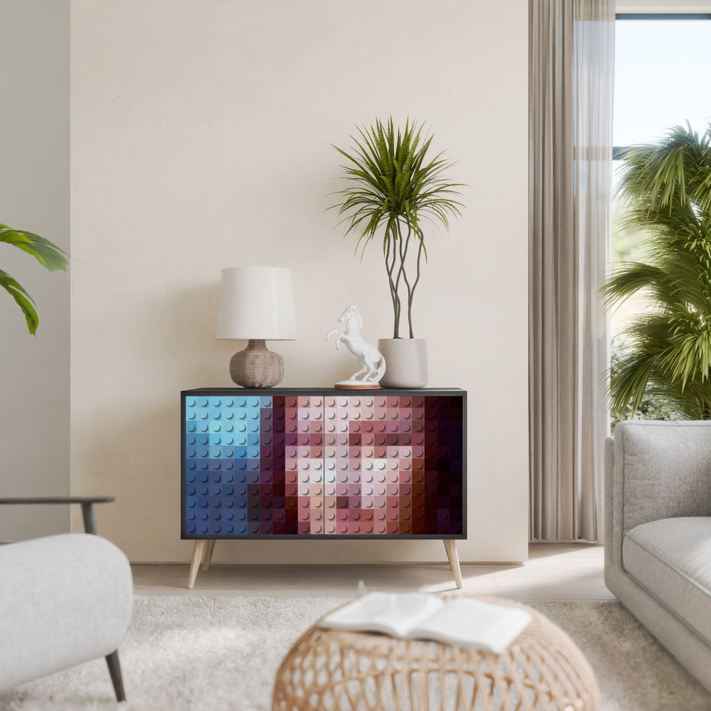 Buffet 2 portes CONSTRUCTIVE ART en finition noire