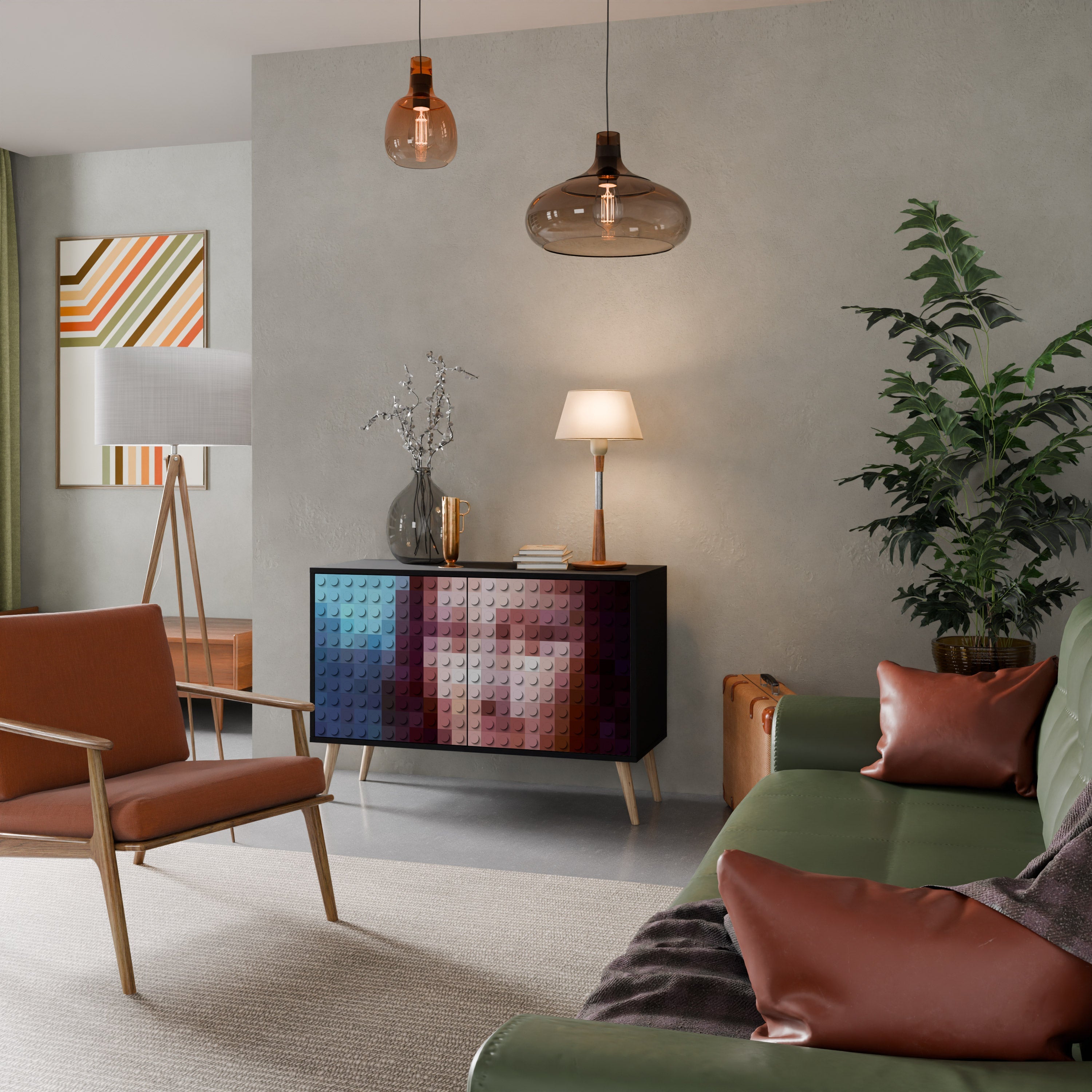 Buffet 2 portes CONSTRUCTIVE ART en finition noire