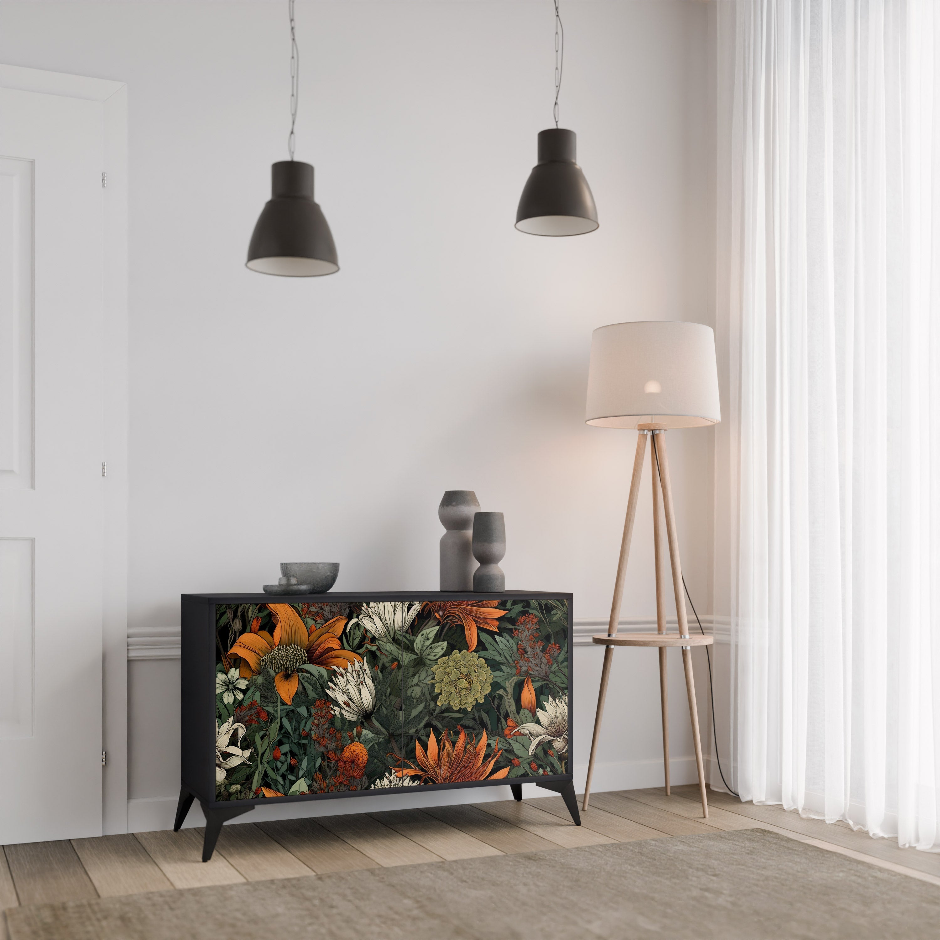 Buffet 2 portes MIDNIGHT SPROUT en finition noire