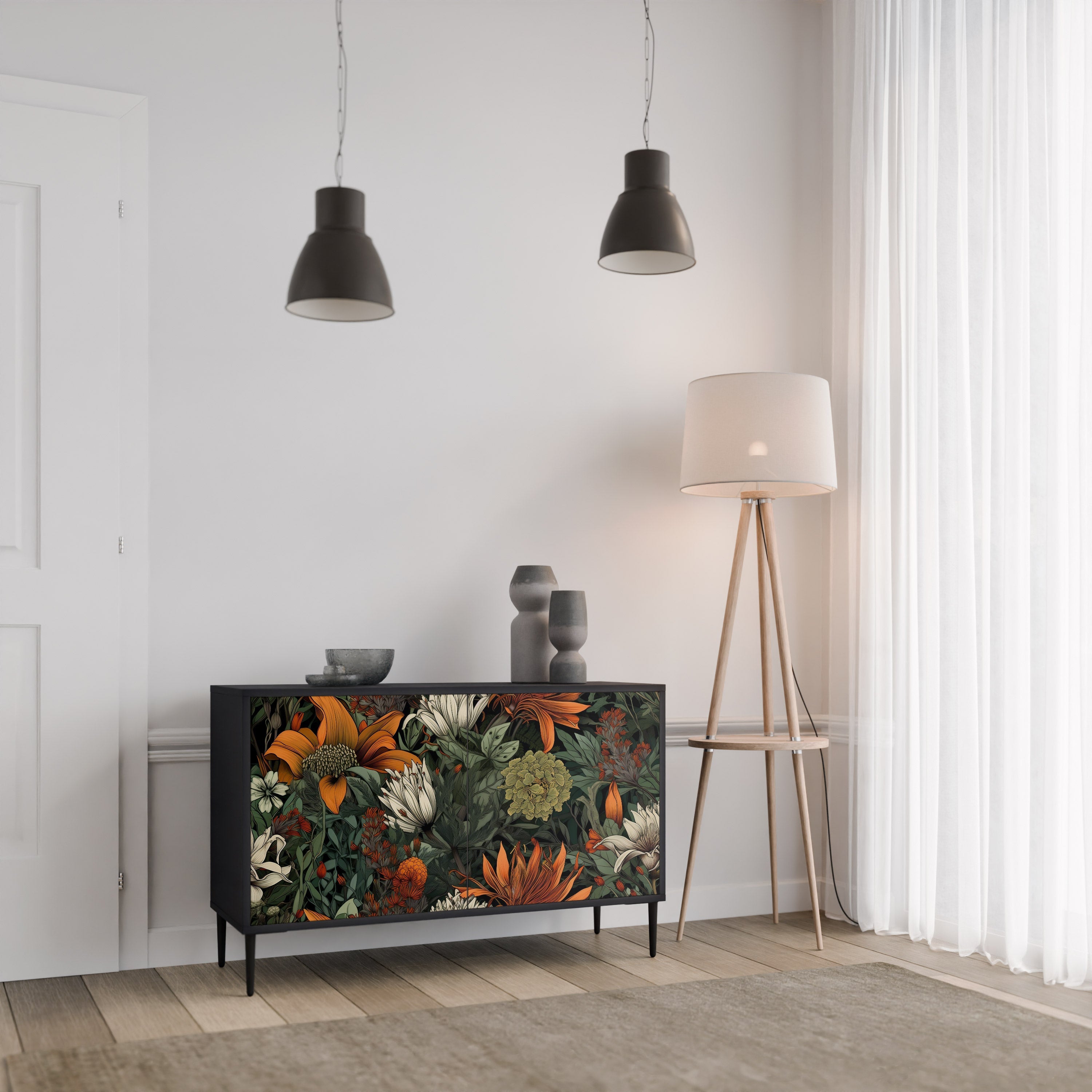 Buffet 2 portes MIDNIGHT SPROUT en finition noire