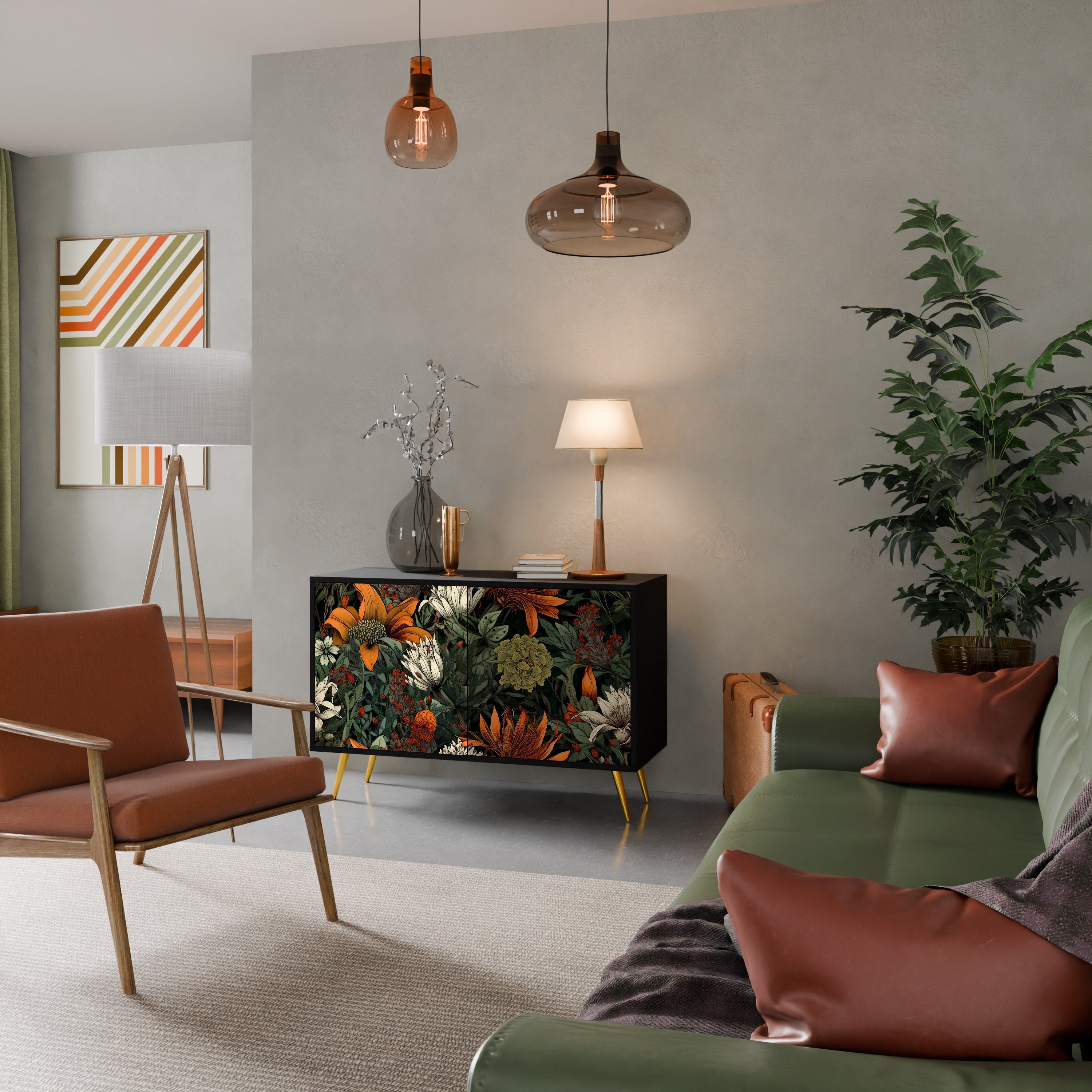 Buffet 2 portes MIDNIGHT SPROUT en finition noire