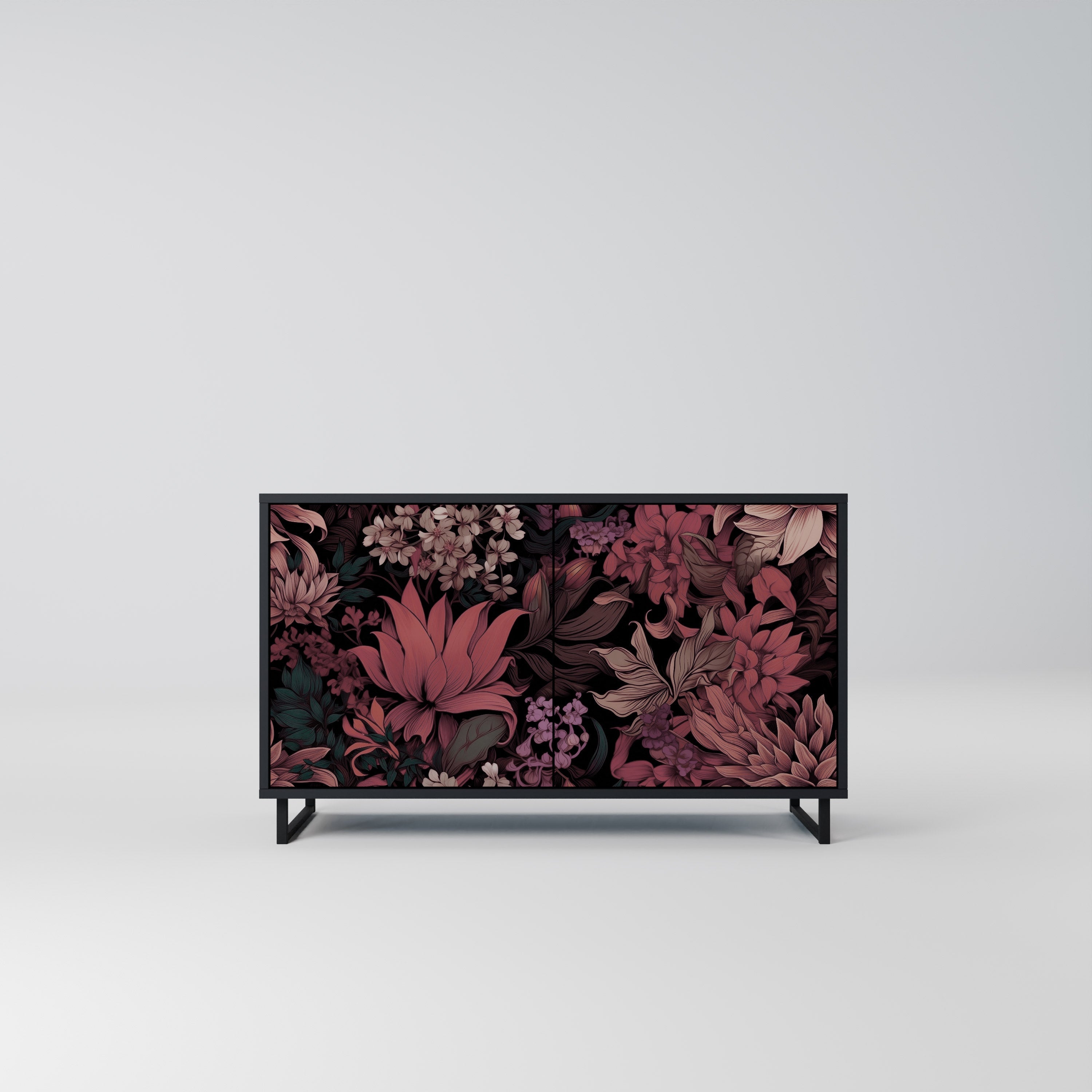 Buffet 2 portes FLORAL WHISPER finition noire