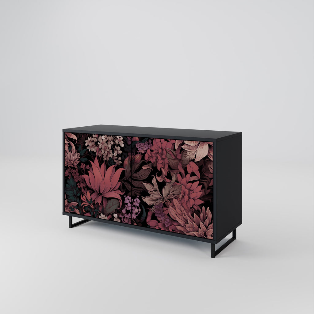 Buffet 2 portes FLORAL WHISPER finition noire