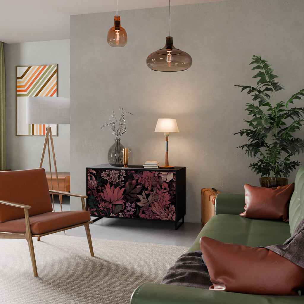 Buffet 2 portes FLORAL WHISPER finition noire