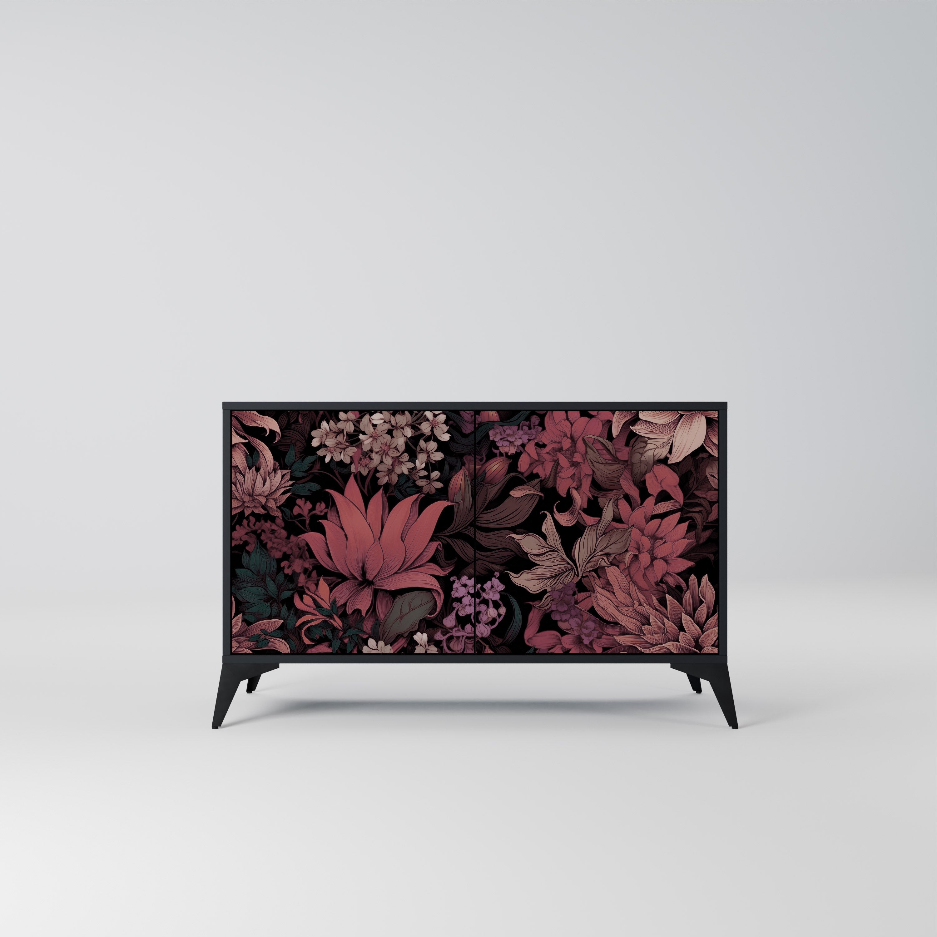 Buffet 2 portes FLORAL WHISPER finition noire
