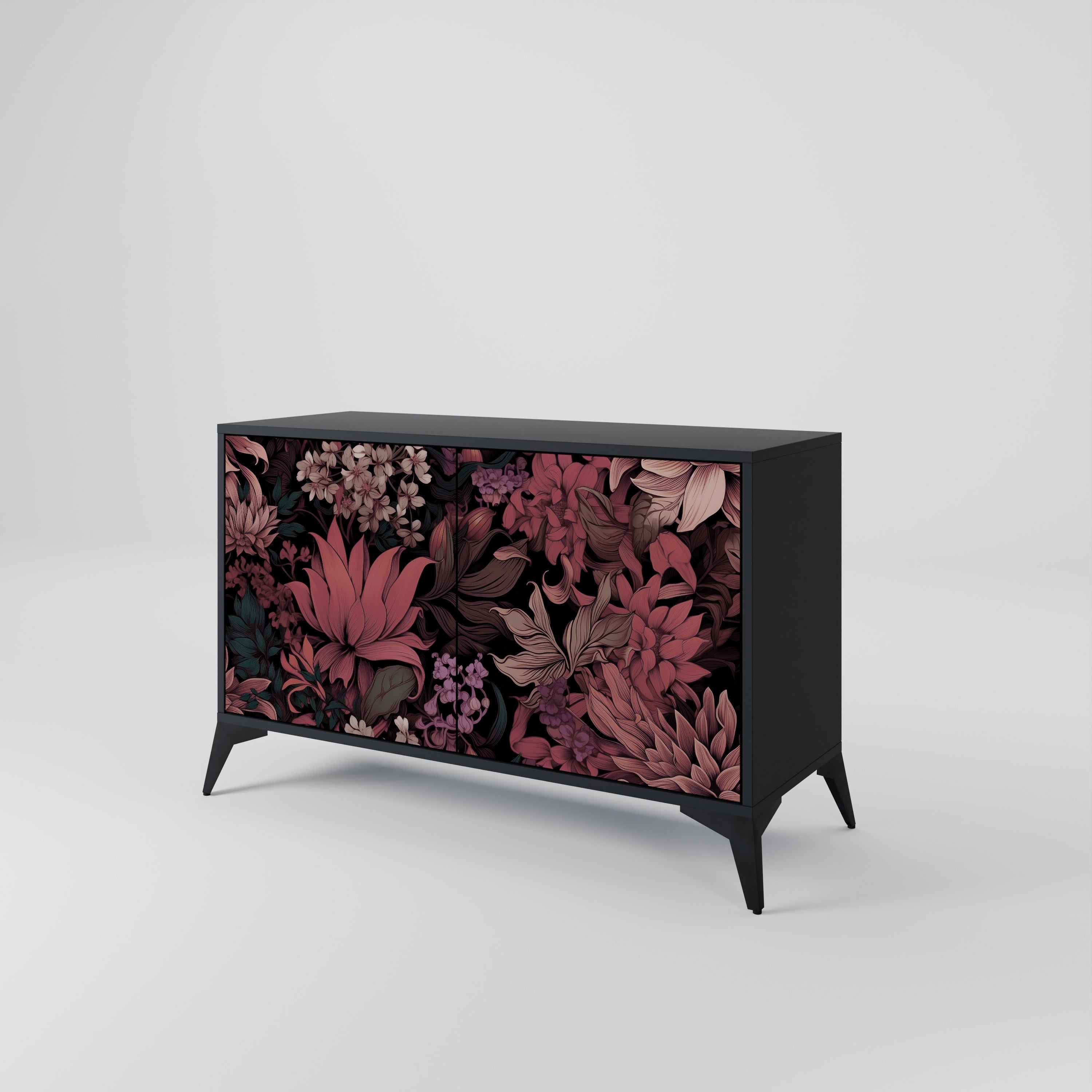 Buffet 2 portes FLORAL WHISPER finition noire