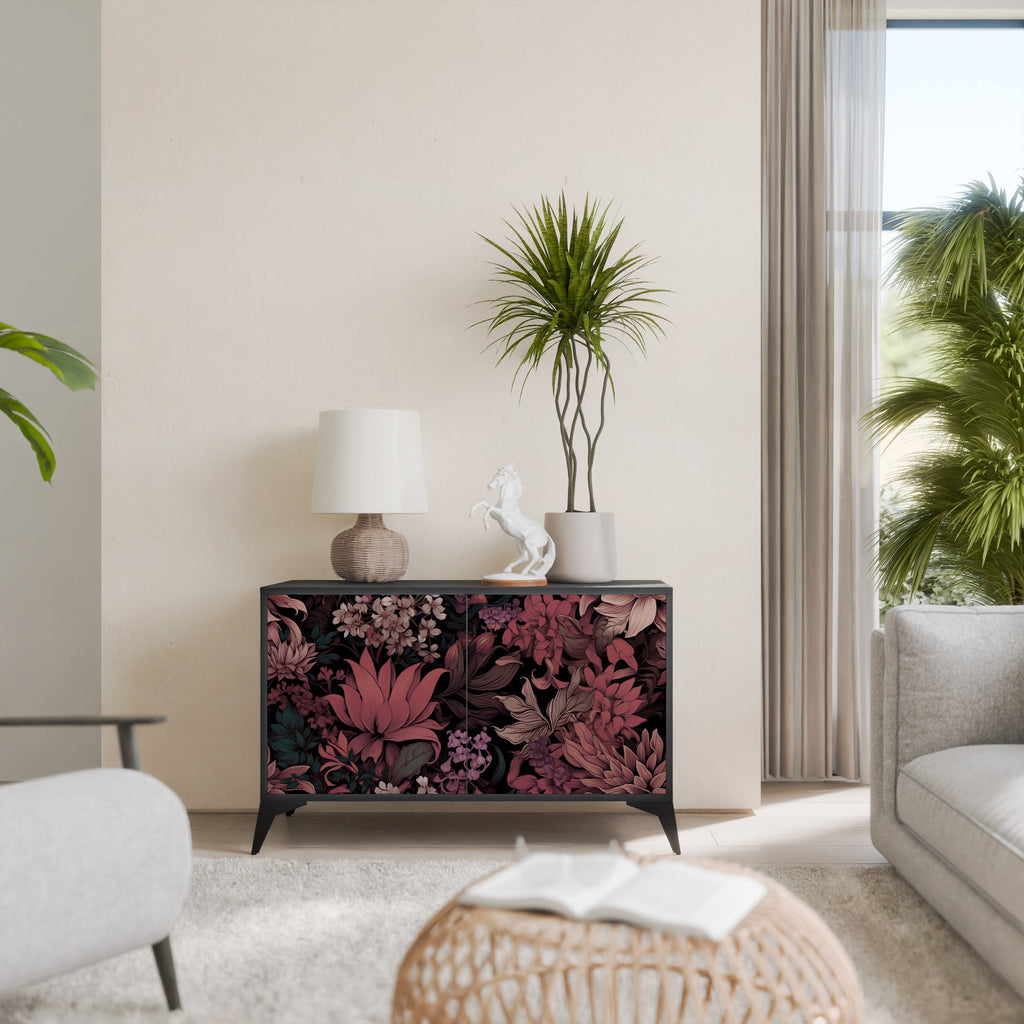 Buffet 2 portes FLORAL WHISPER finition noire