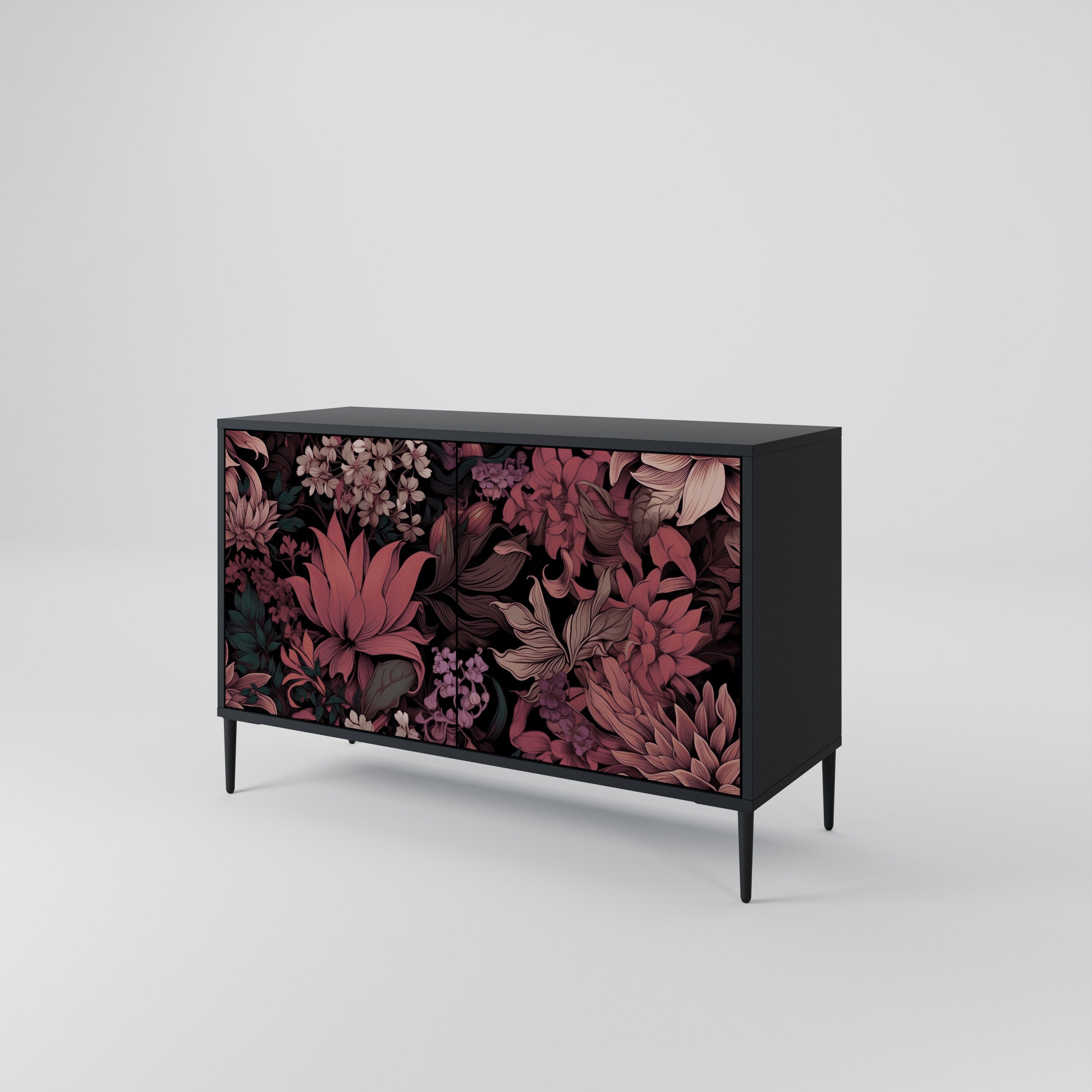 Buffet 2 portes FLORAL WHISPER finition noire