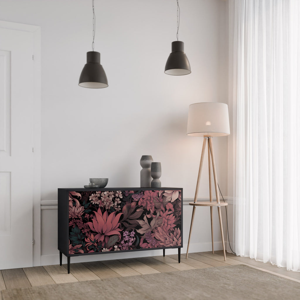 Buffet 2 portes FLORAL WHISPER finition noire