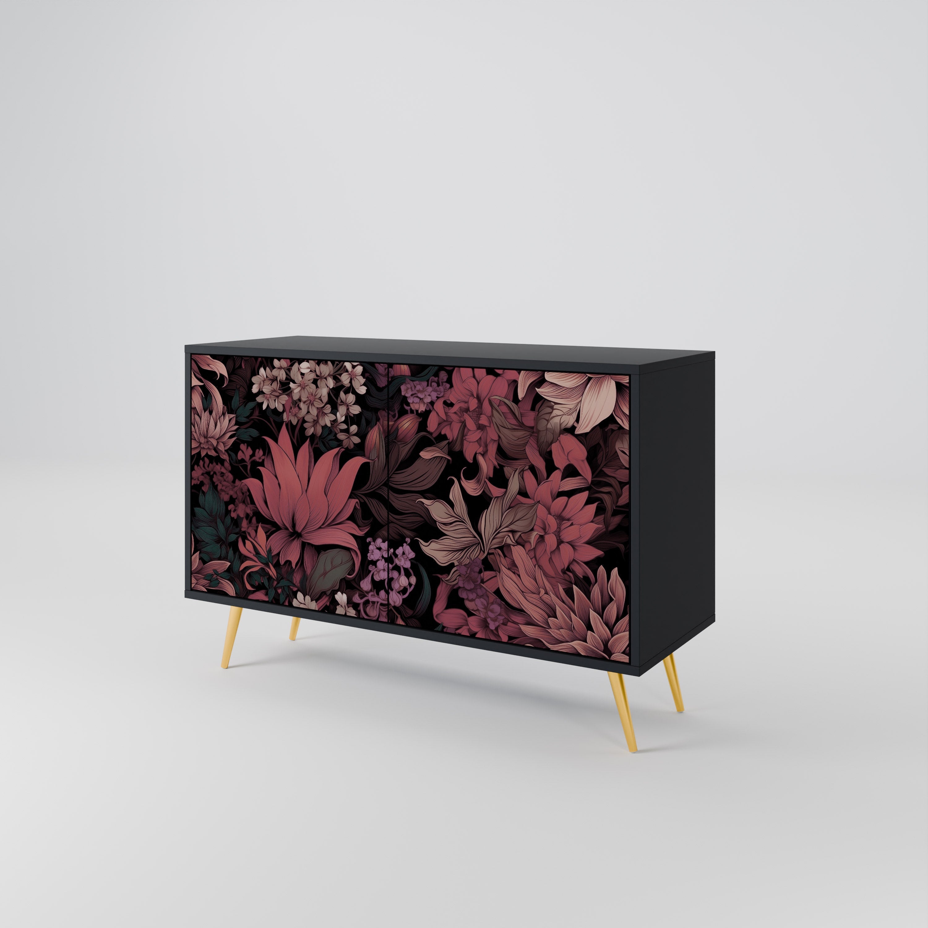 Buffet 2 portes FLORAL WHISPER finition noire