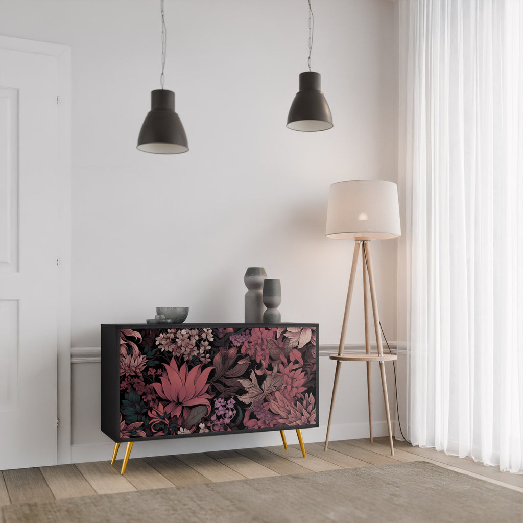 Buffet 2 portes FLORAL WHISPER finition noire