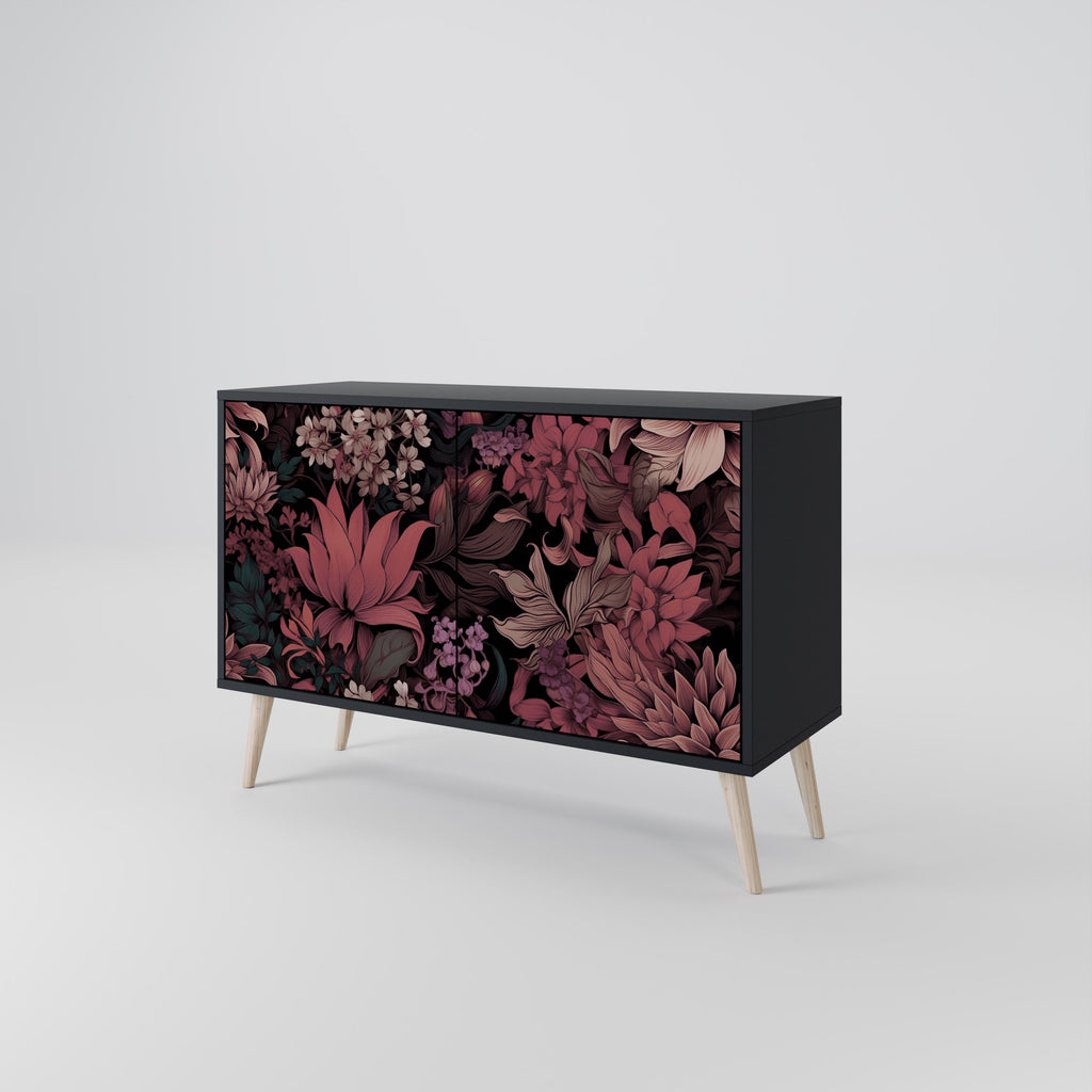 Buffet 2 portes FLORAL WHISPER finition noire