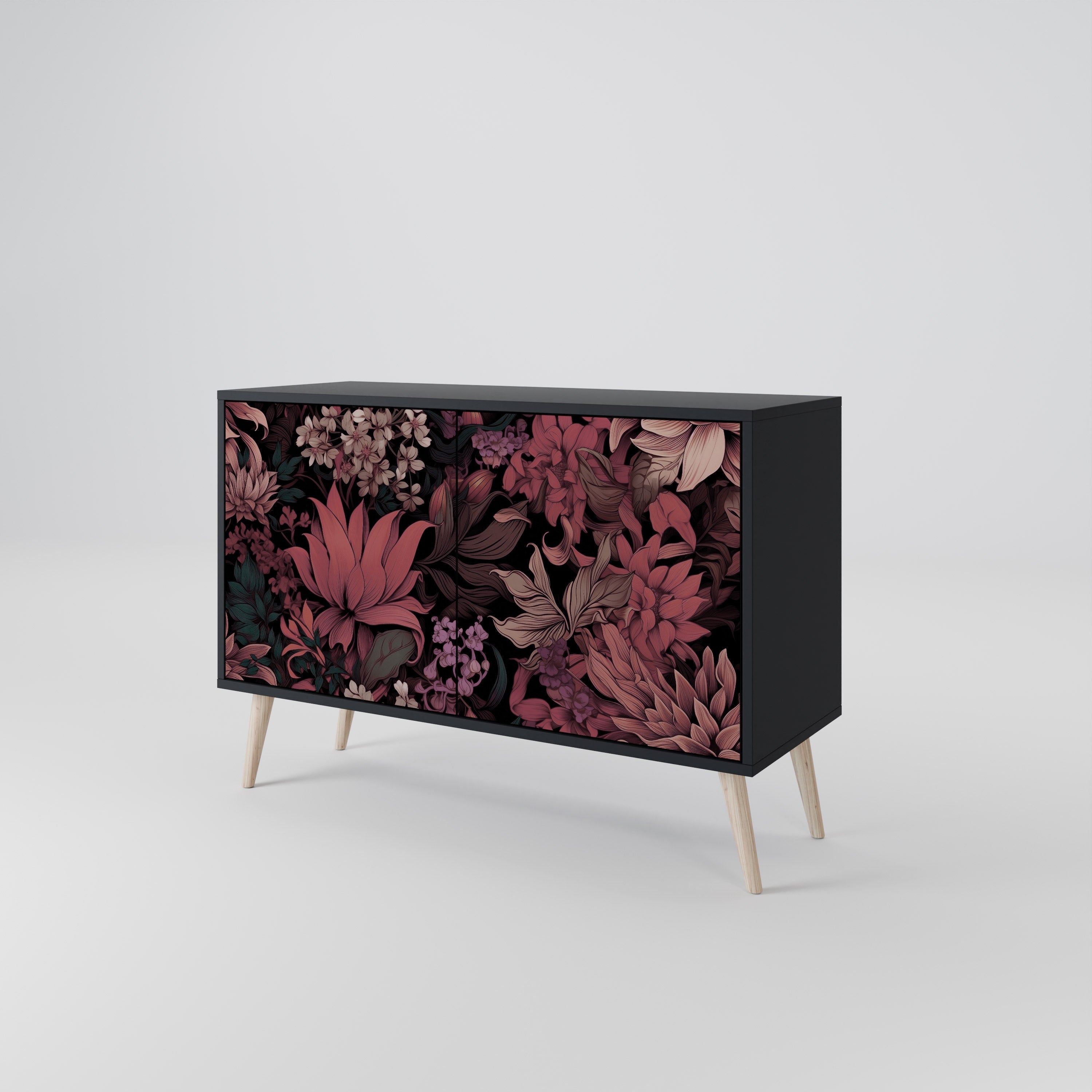 Buffet 2 portes FLORAL WHISPER finition noire