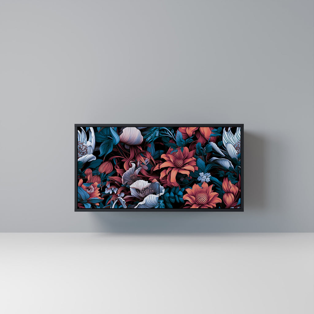 Buffet 2 portes ETHEREAL BLOSSOMS finition noire