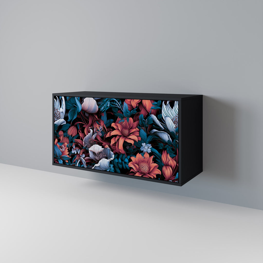 Buffet 2 portes ETHEREAL BLOSSOMS finition noire